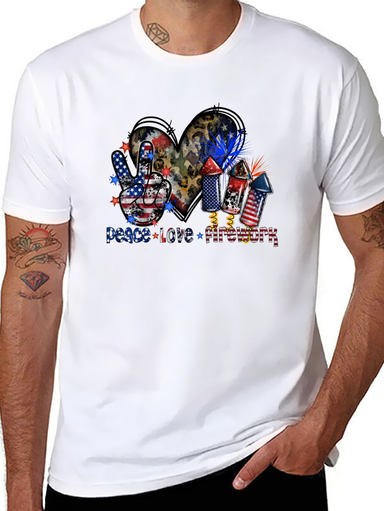 Black Peace Love Fireworks T-Shirt view 8