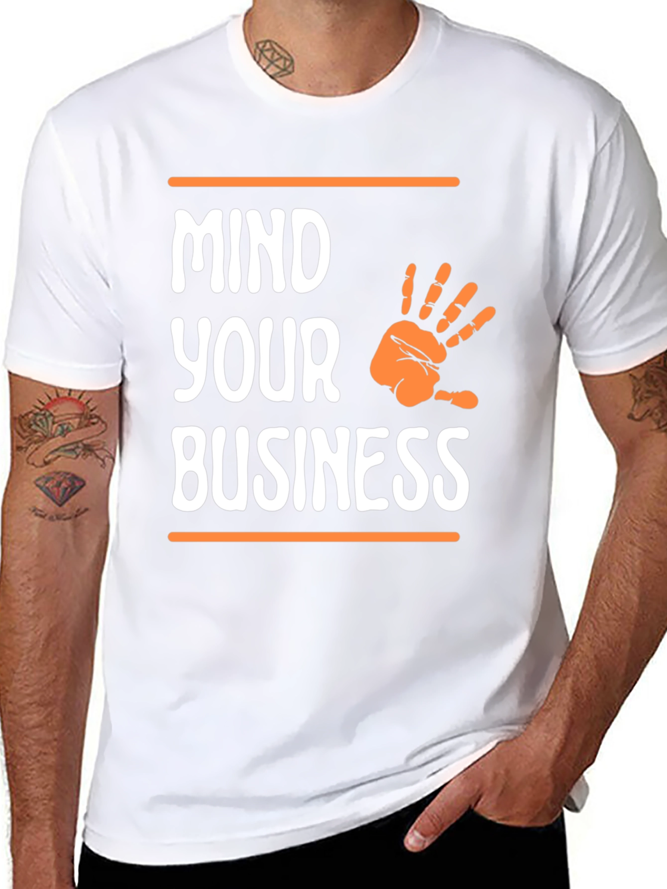 Black Mind Your Business Graphic Tee - Black Casual T-Shirt view 8