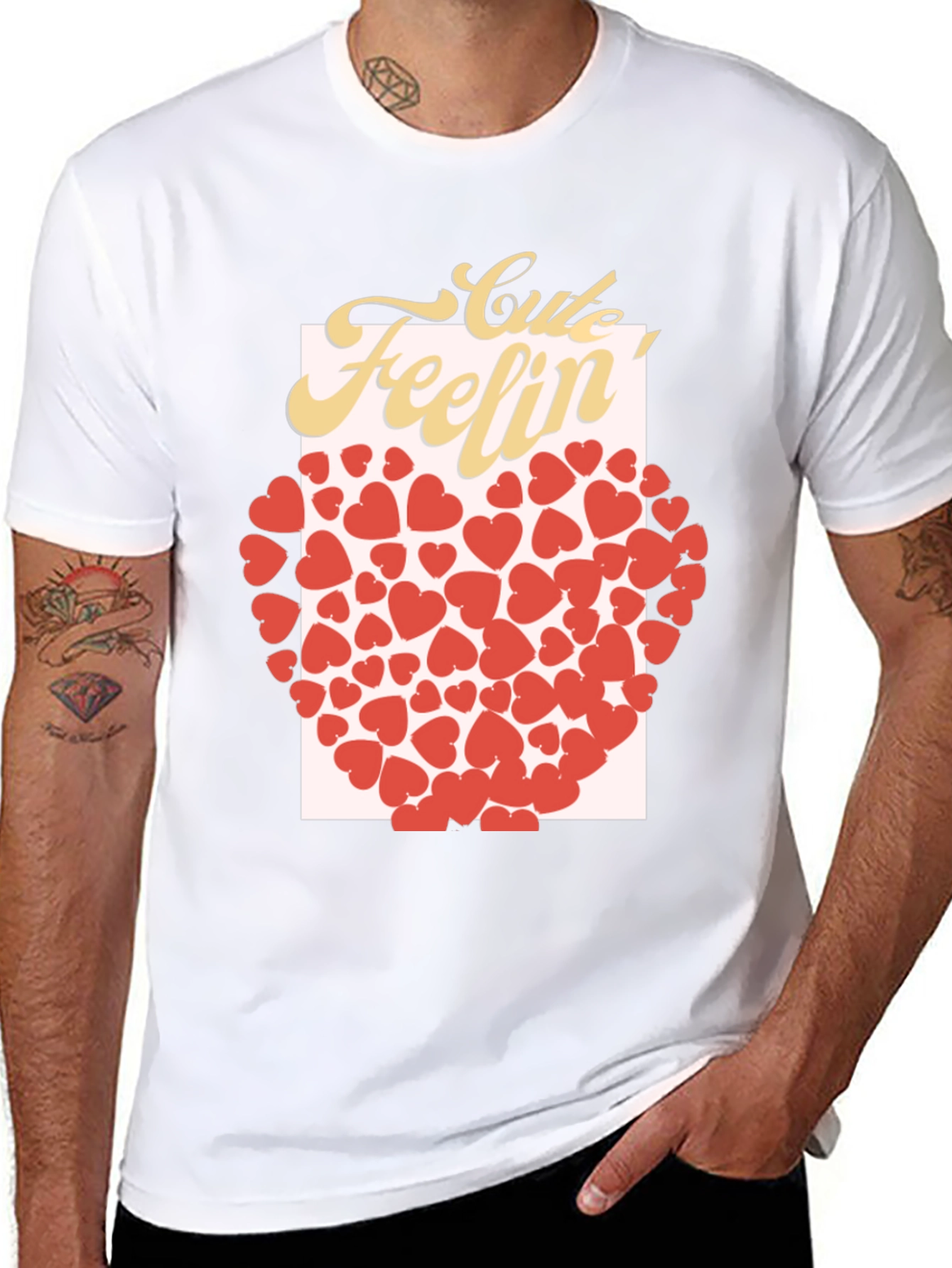 Black Cute Feelin' Heart Graphic T-Shirt view 8