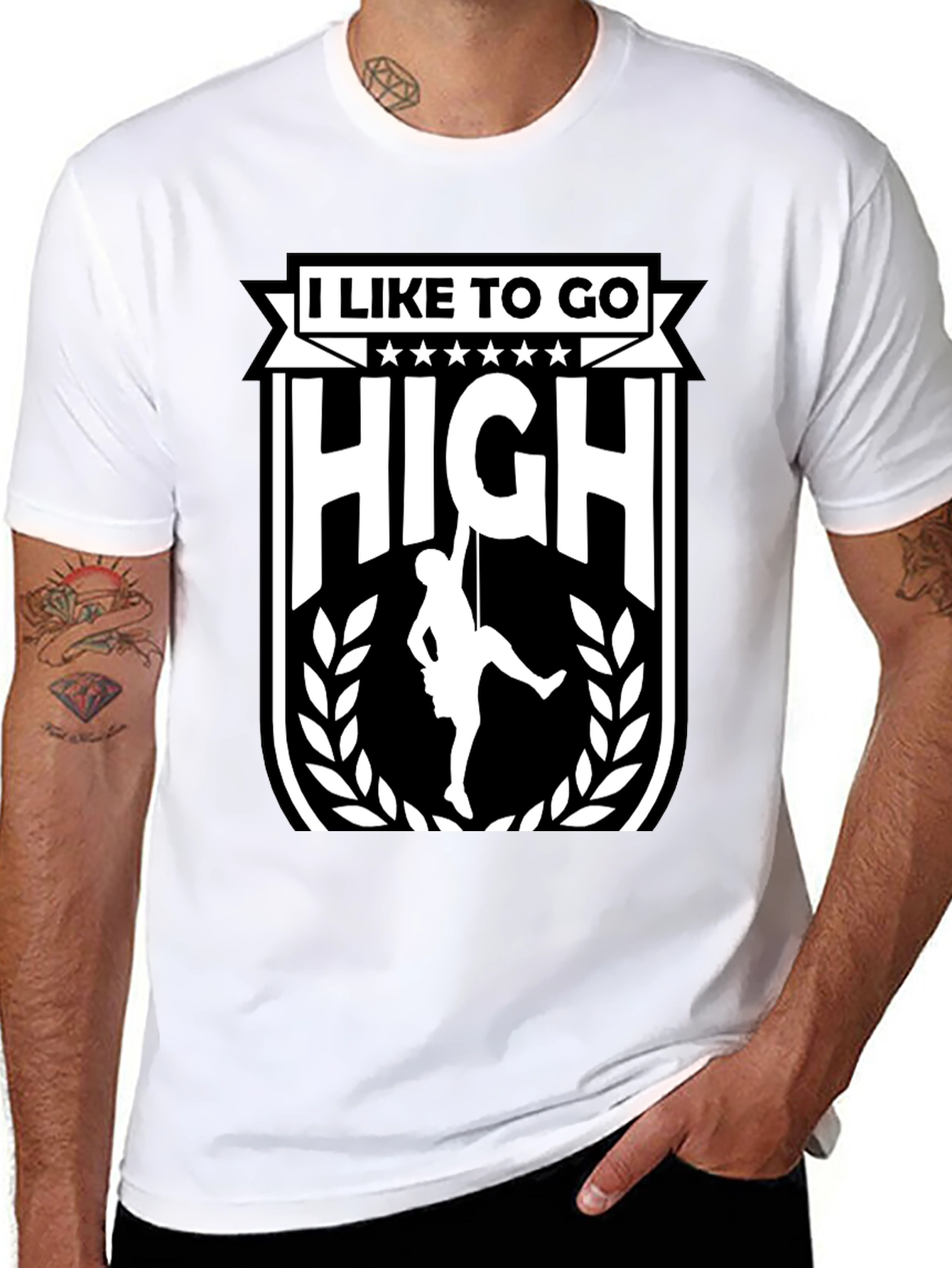 Black I Like To Go High Climbing T-Shirt view 8