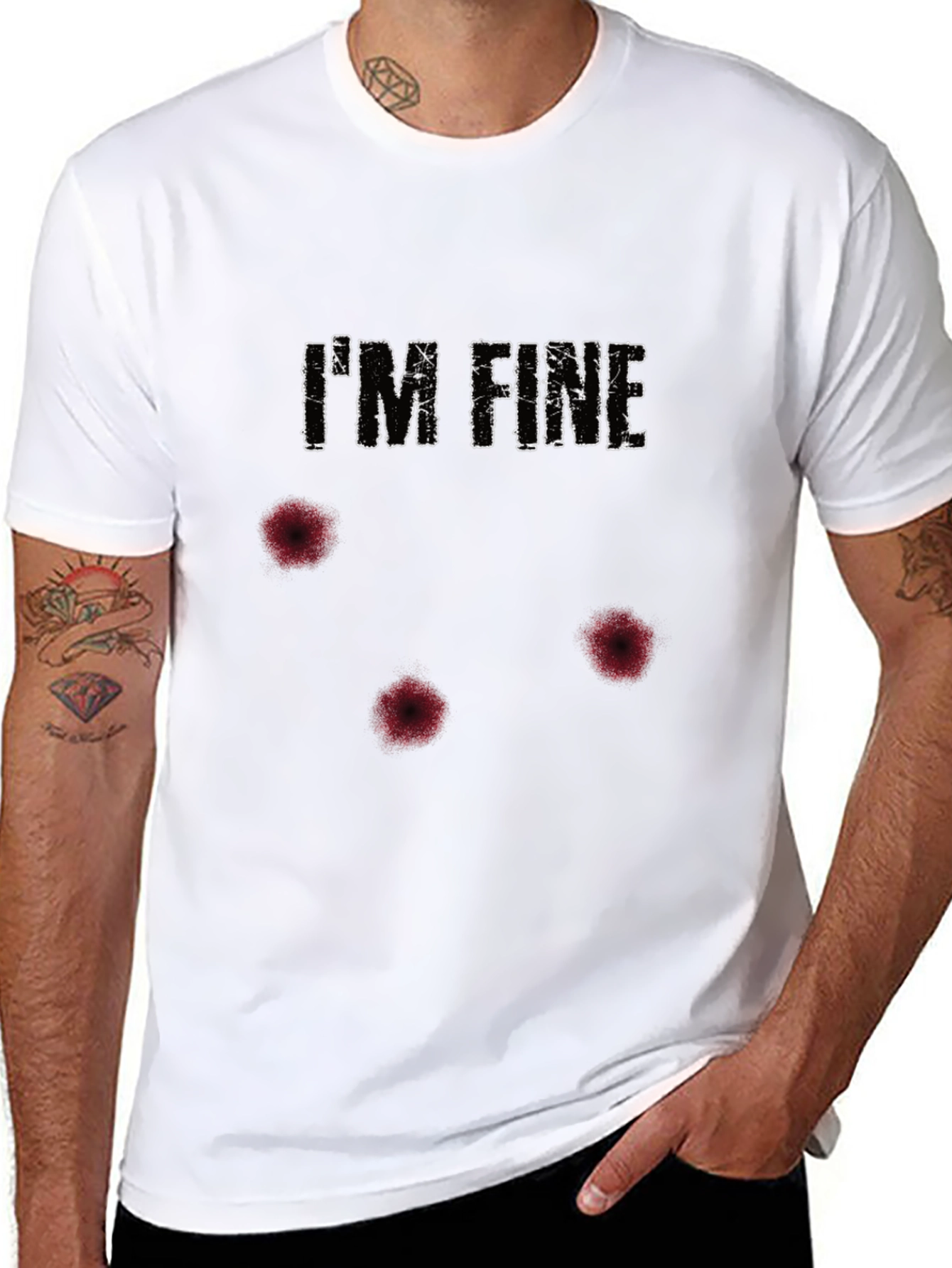 Black I'm Fine Funny Graphic T-Shirt - Humor Tee view 8