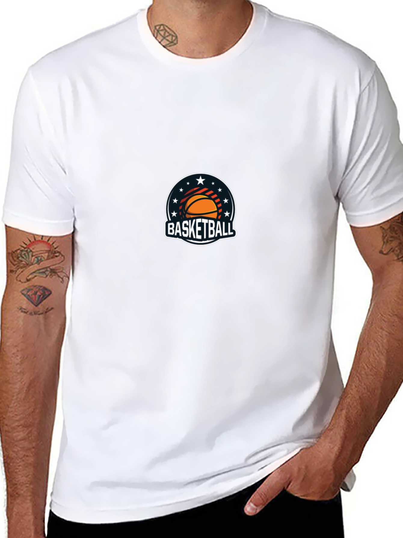 Black Basketball Graphic T-Shirt - Black Cotton Blend view 8