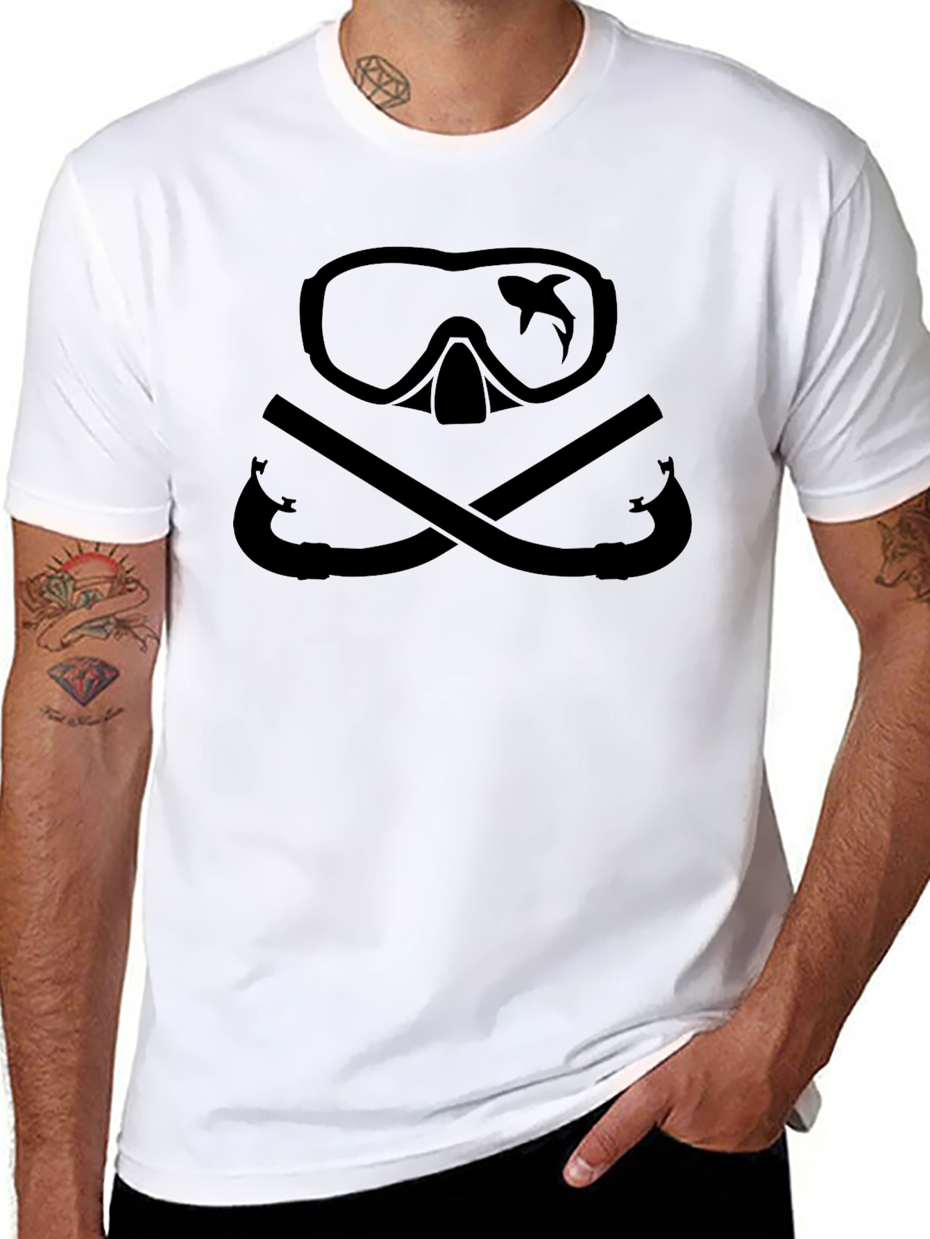 Black Scuba Skull T-Shirt - Diver Gift view 8