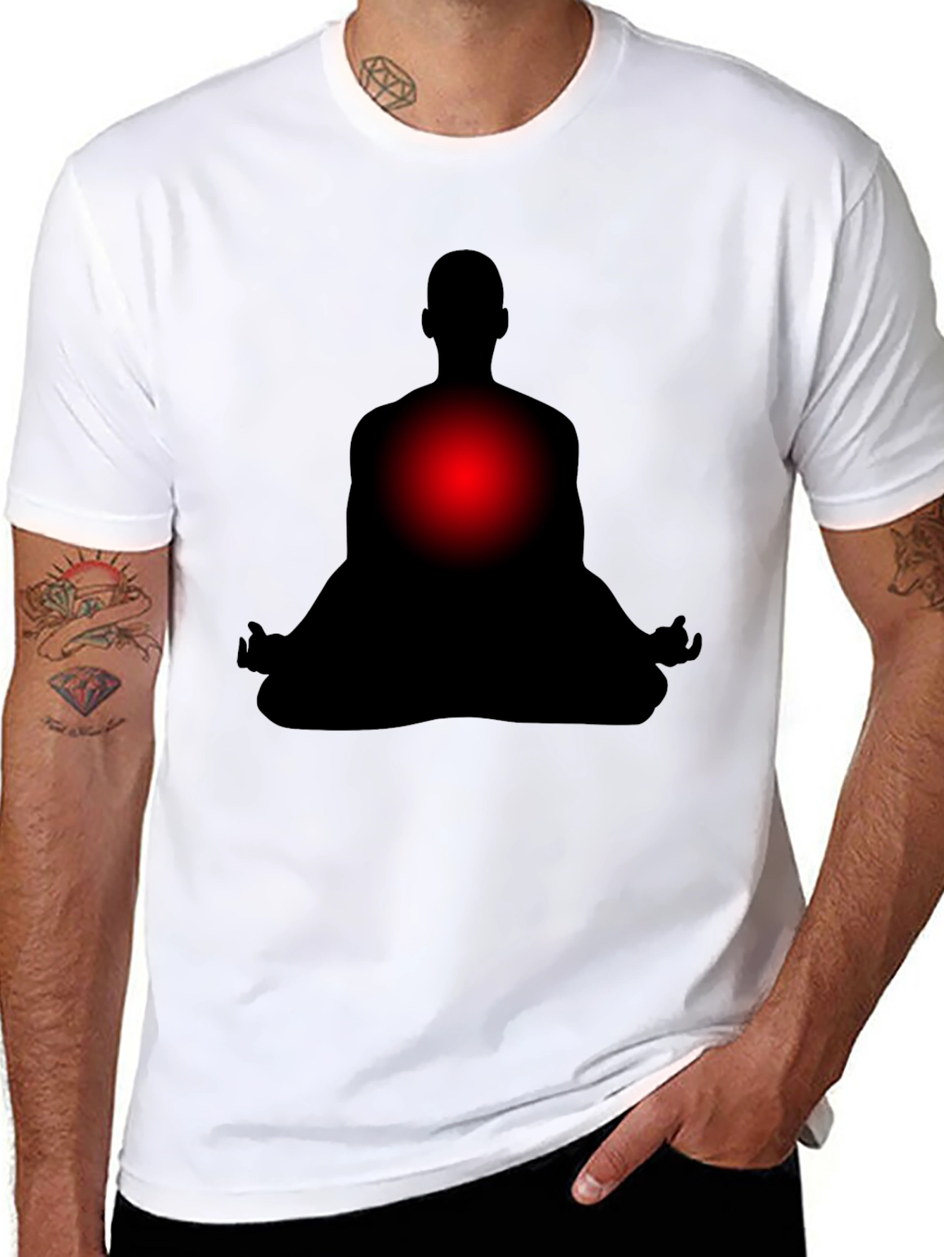 Black Meditative Silhouette T-Shirt - Relax & Focus view 8