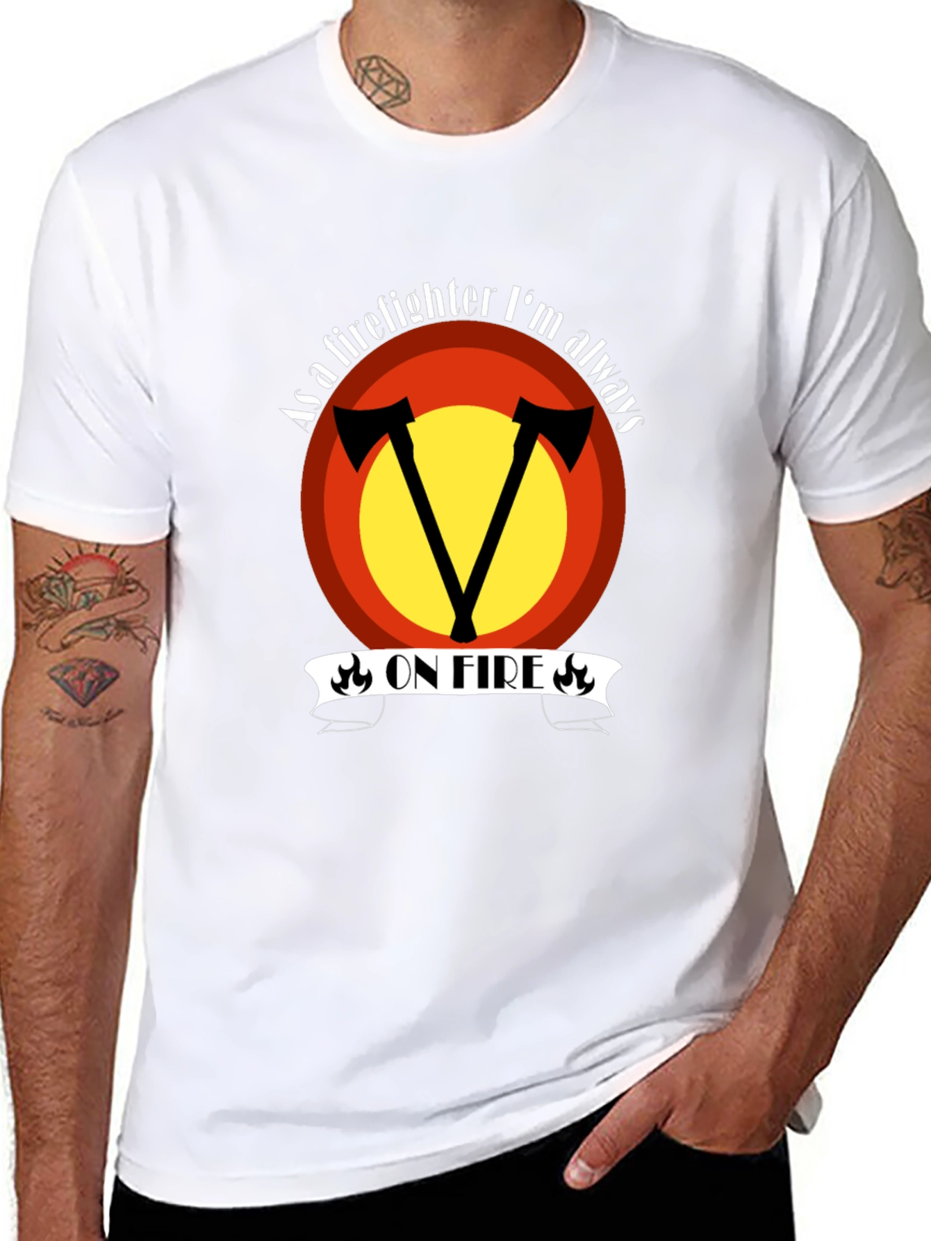 Firefighter On Fire Graphic Tee - 8