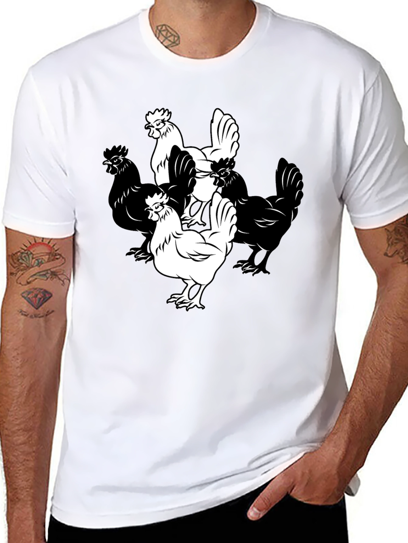 Black Chicken Graphic T-Shirt - Black Cotton Tee view 8