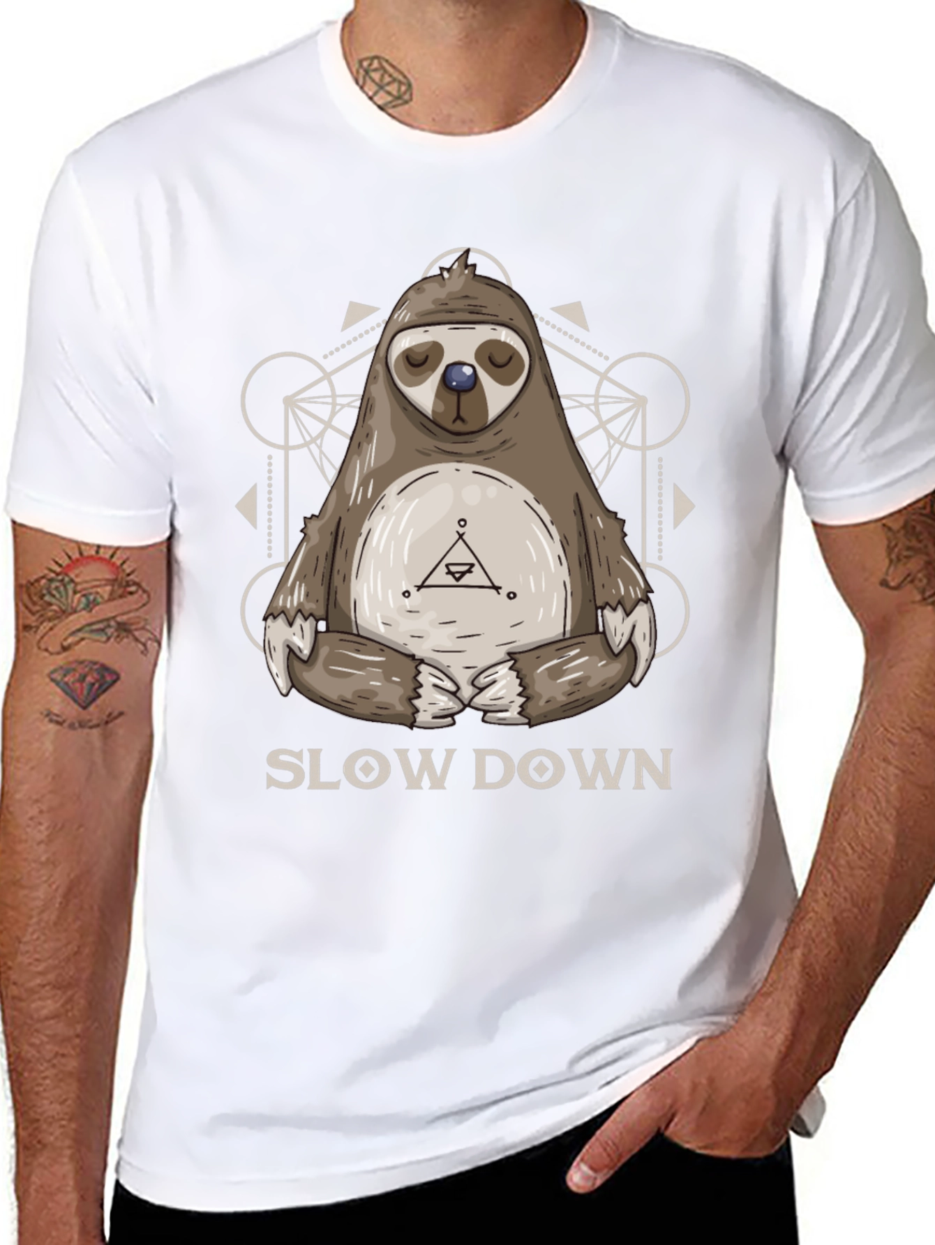 Black Relaxed Sloth Graphic Tee - Slow Down Shirt view 8