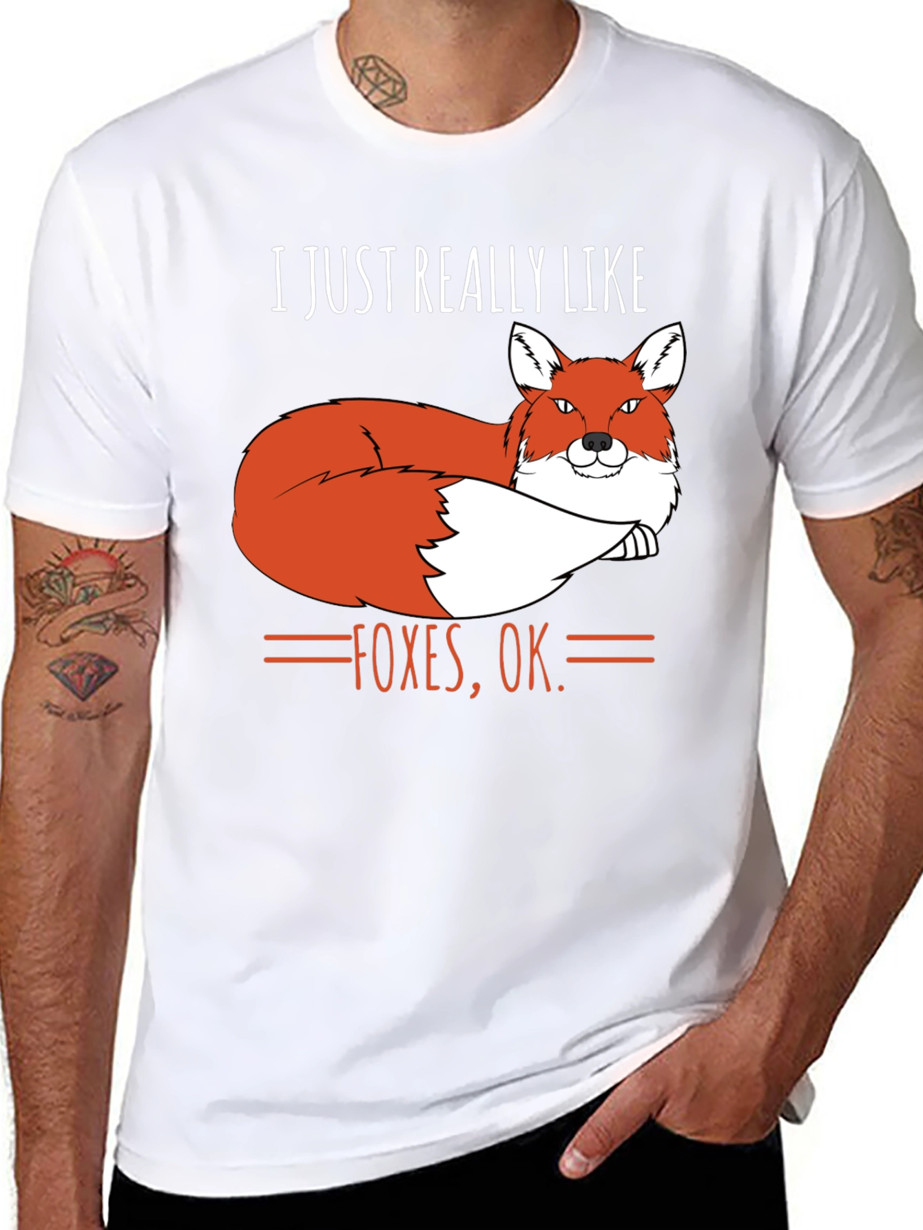 Black Funny Fox Graphic T-Shirt - I Just Really Like Foxes, OK. view 8