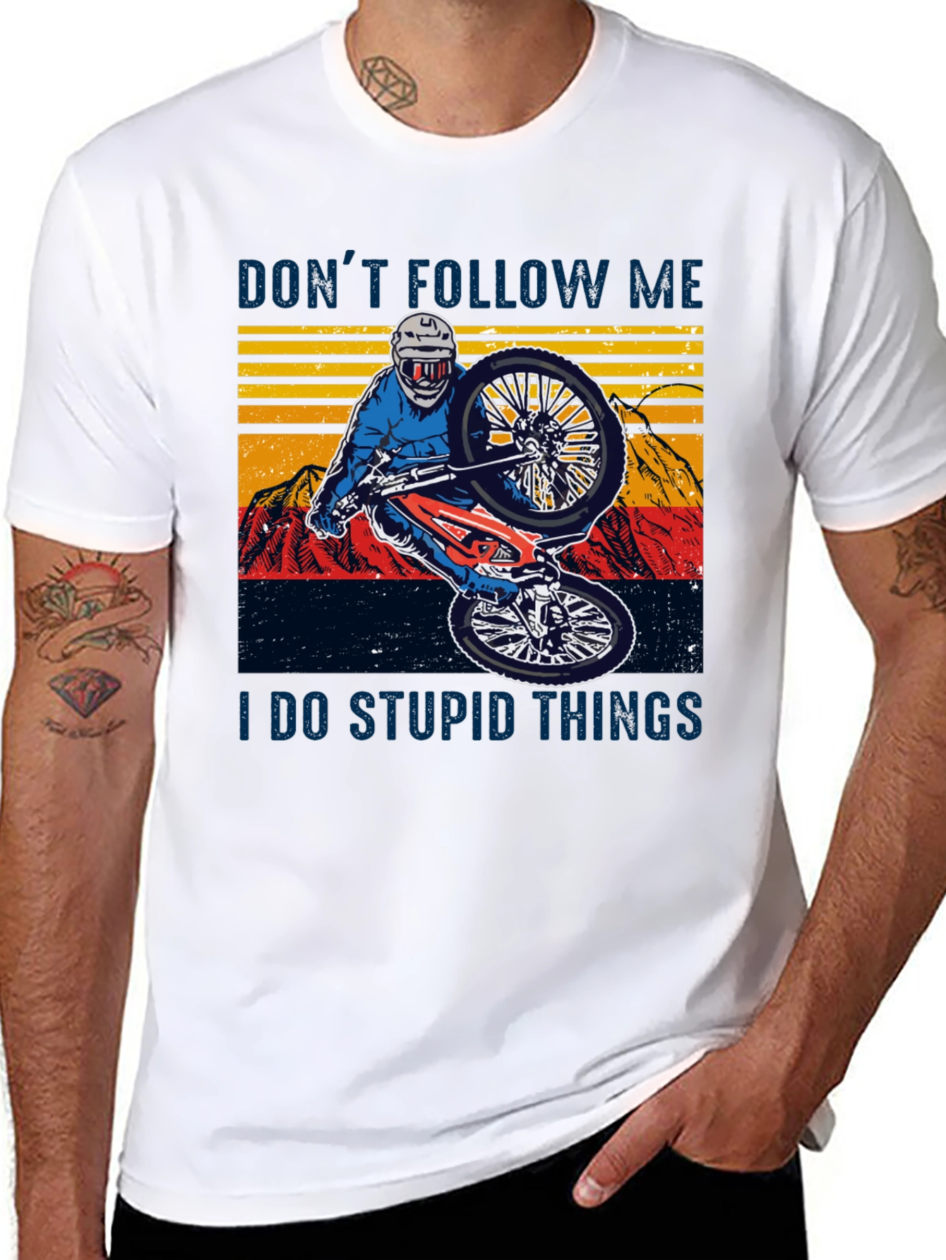 Black Funny Mountain Bike Graphic Tee - Don't Follow Me view 8