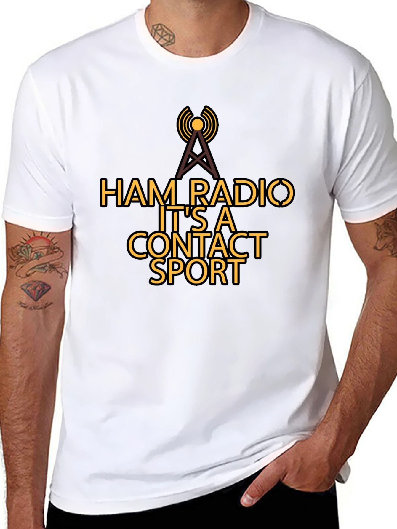 Black Ham Radio Contact Sport T-Shirt view 8
