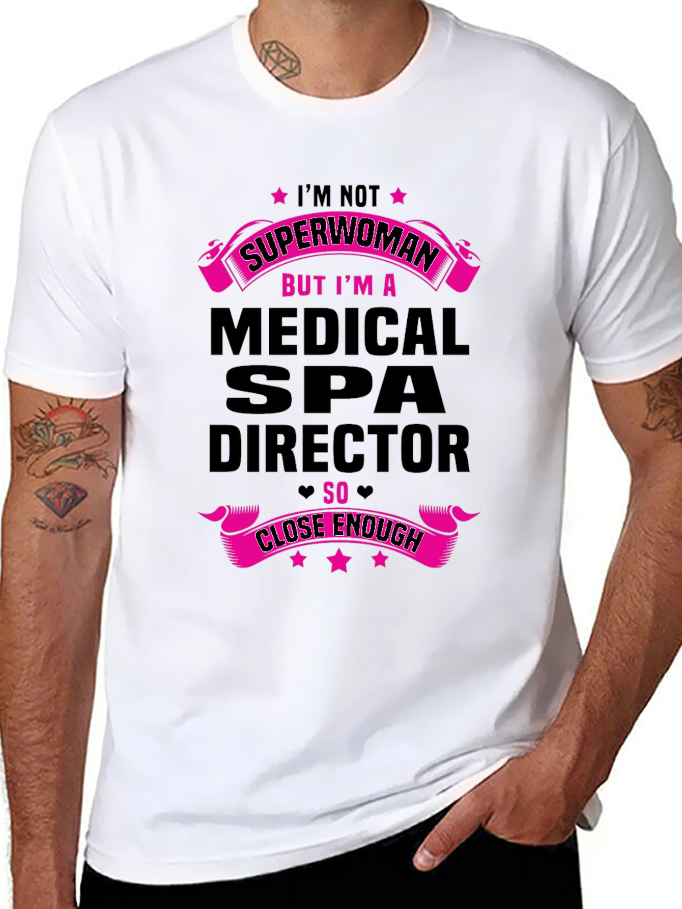 Black Medical Spa Director T-Shirt - Superwoman Close Enough! view 8