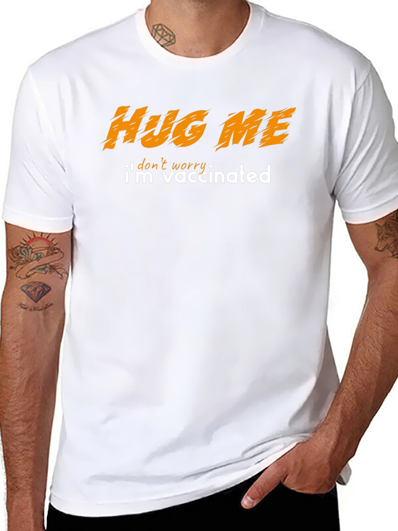 Black Hug Me I'm Vaccinated Graphic Tee view 8
