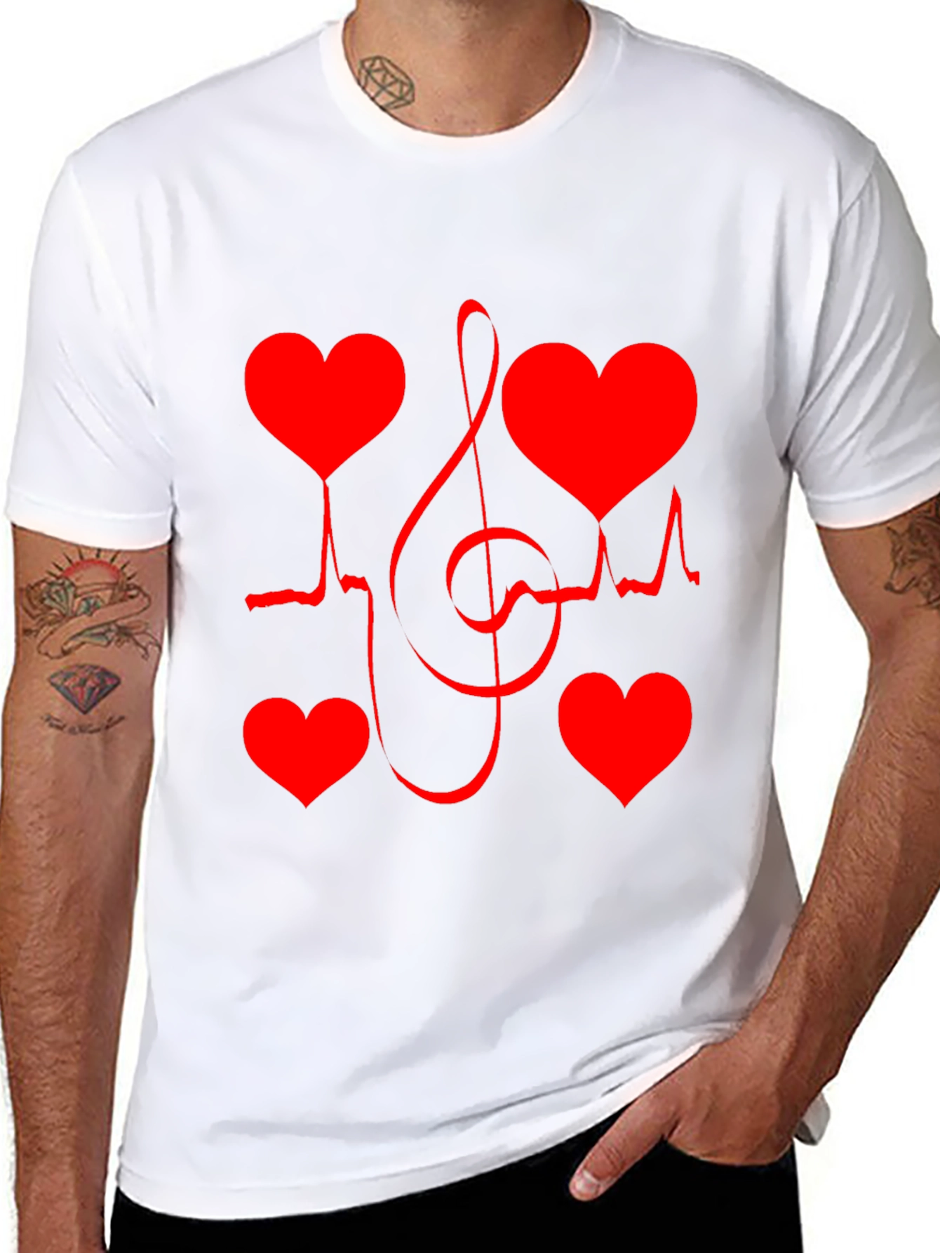 Black Heartbeat Music Note Graphic Tee view 8