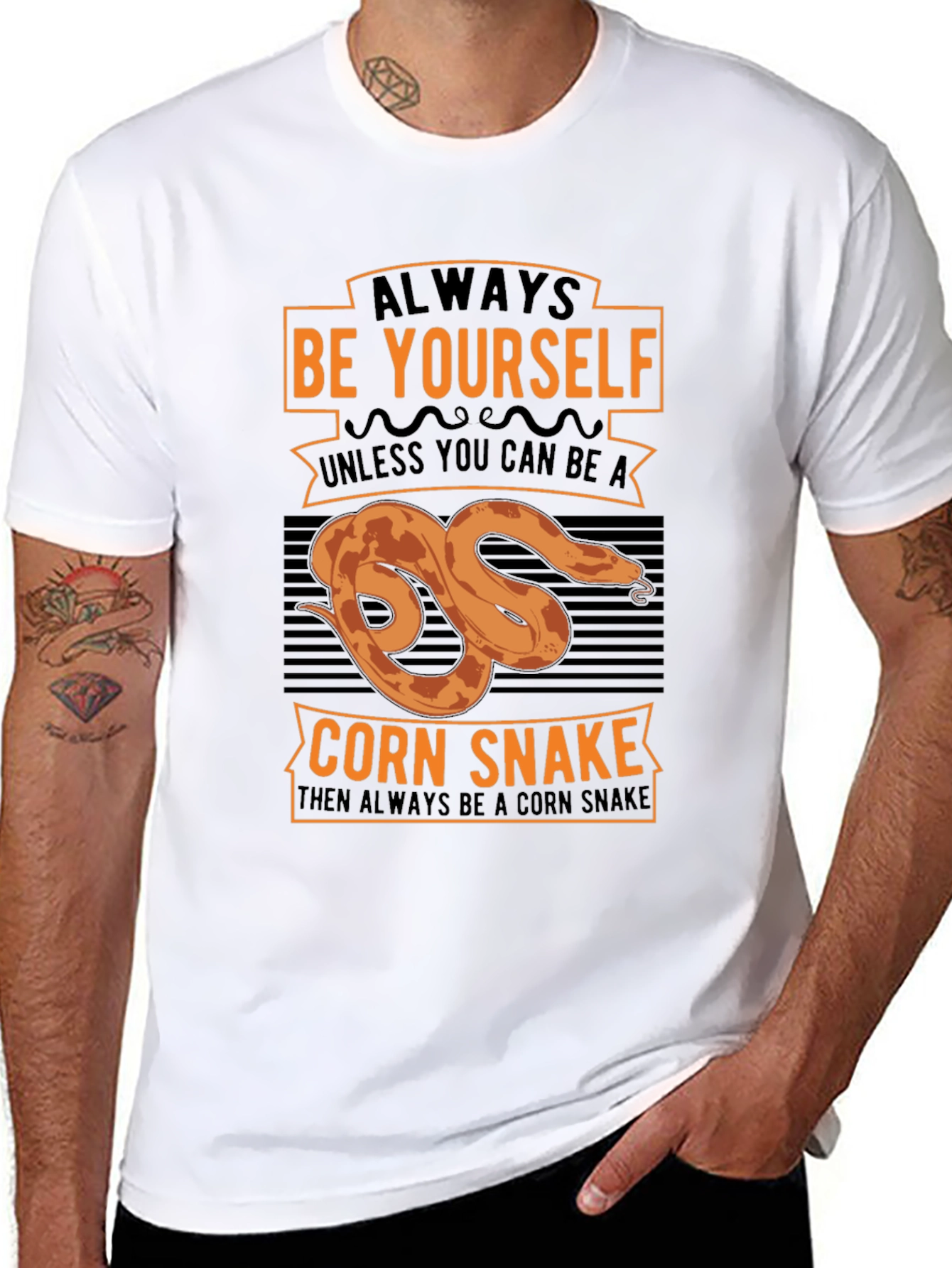 Black Always Be Yourself Corn Snake Graphic T-Shirt view 8