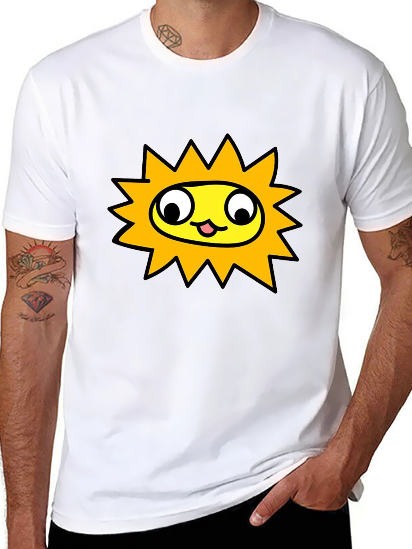 Black Sunny Character Graphic Tee - Black Crew Neck Shirt view 8