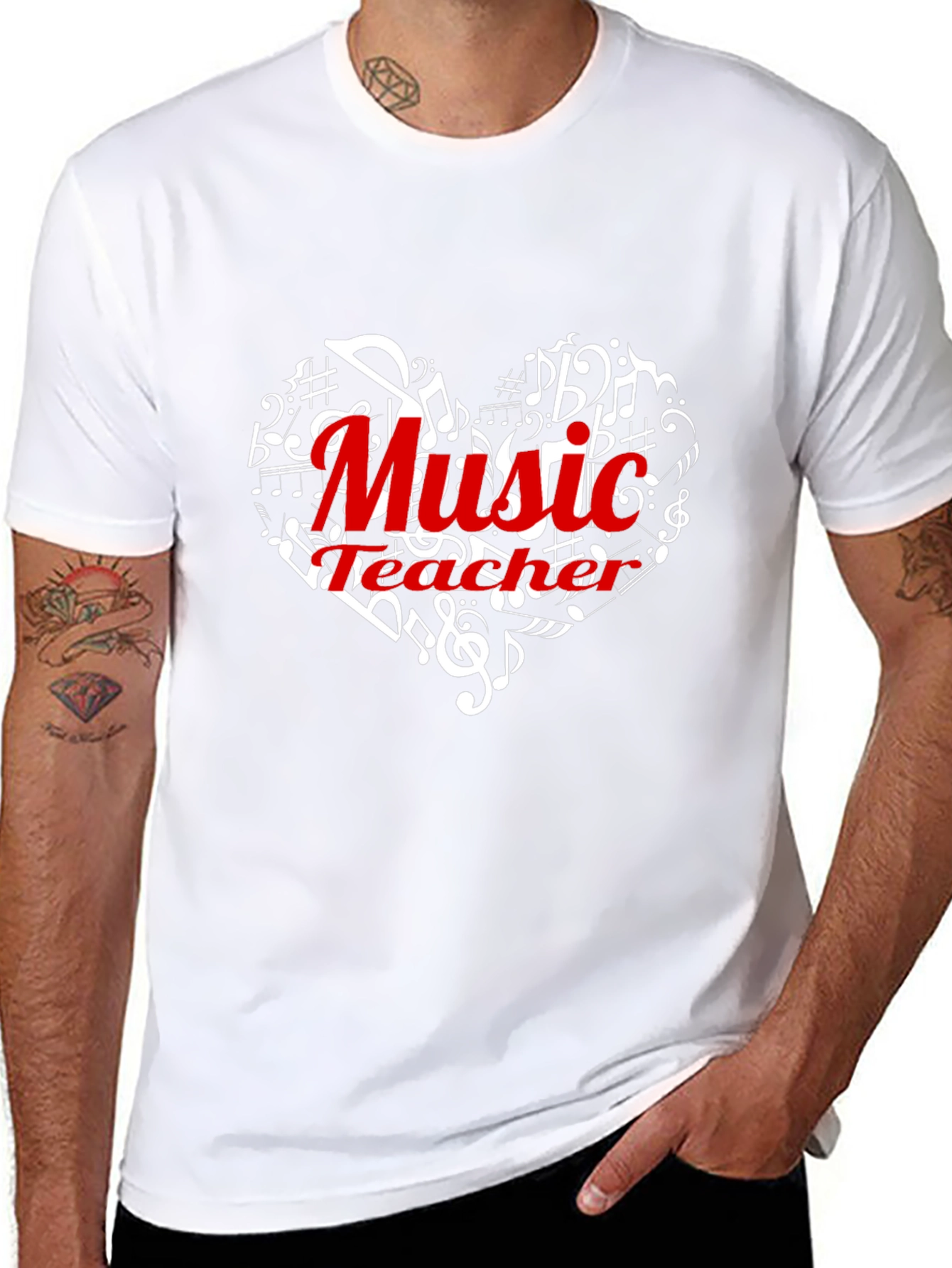 Black Music Teacher Heart T-Shirt view 8