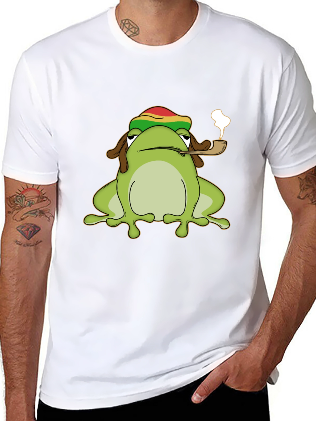 Black Rasta Frog Graphic Tee - Cool Novelty T-Shirt view 8