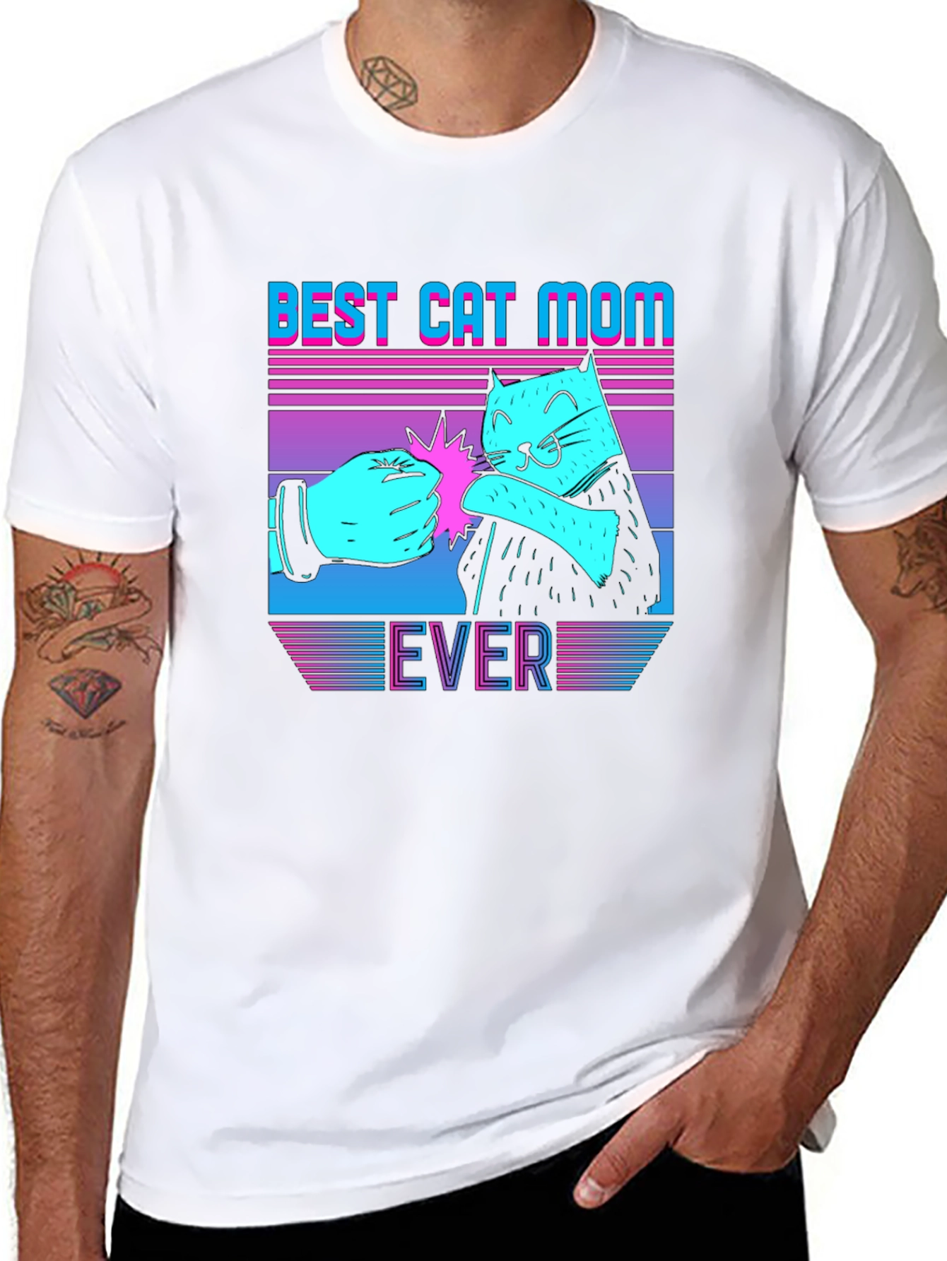 Black Best Cat Mom Ever Graphic Tee view 8
