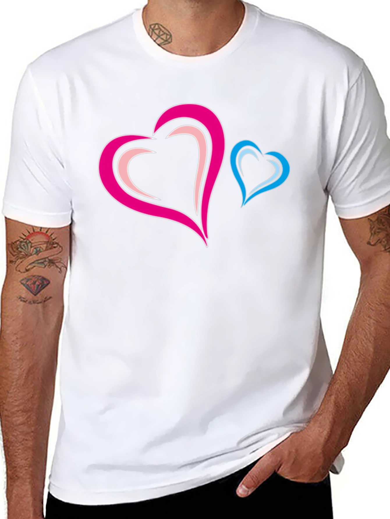 Black Stylish Black T-Shirt with Heart Design view 8