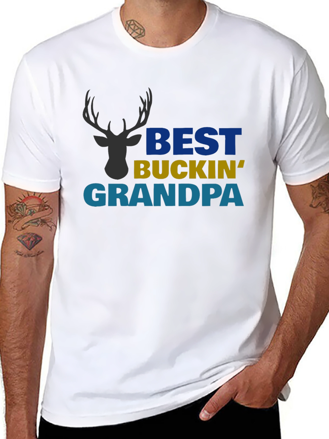 Black Best Buckin' Grandpa Graphic T-Shirt view 8
