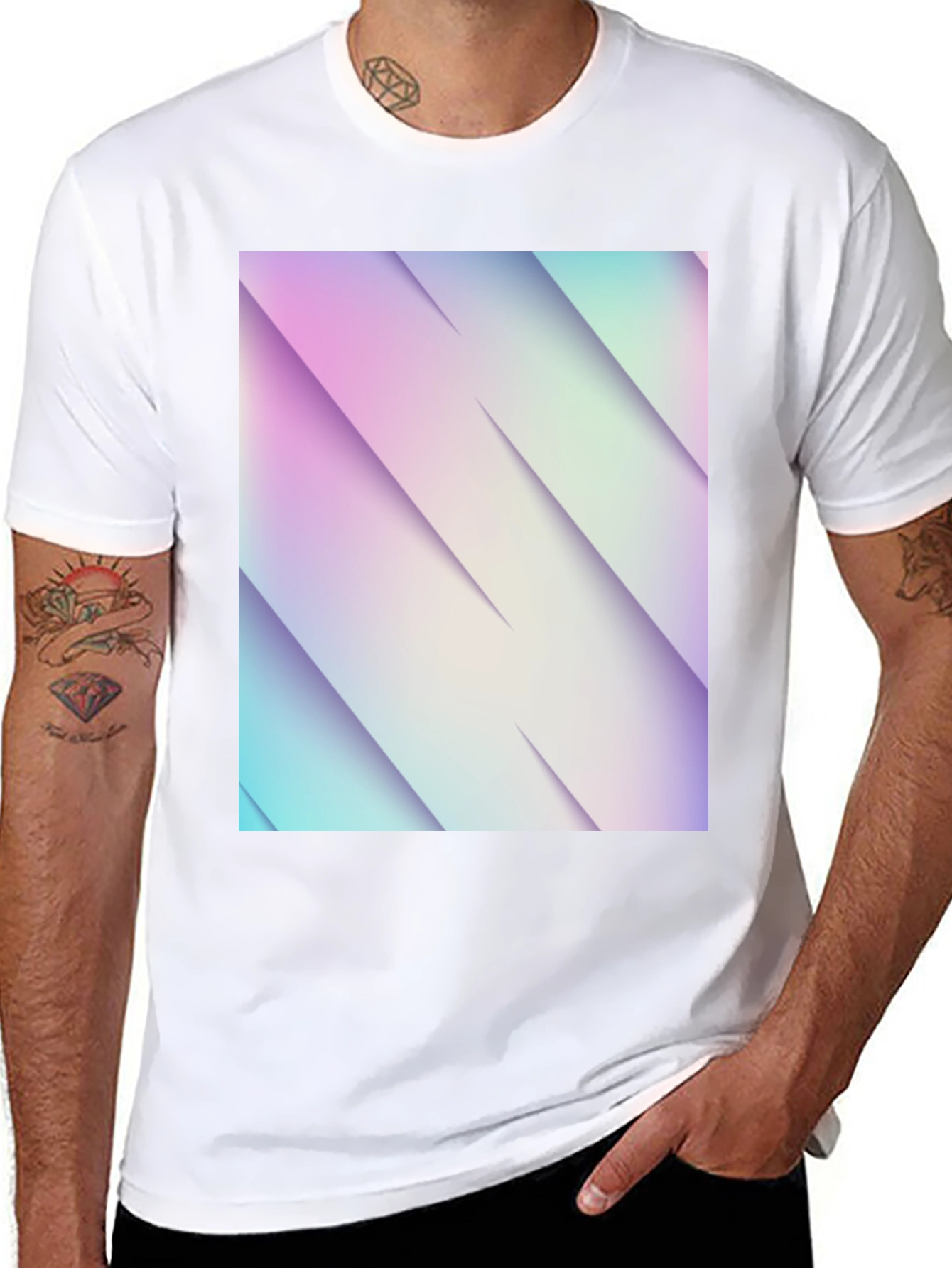 Black Modern Gradient T-Shirt - Stylish Geometric Design view 8