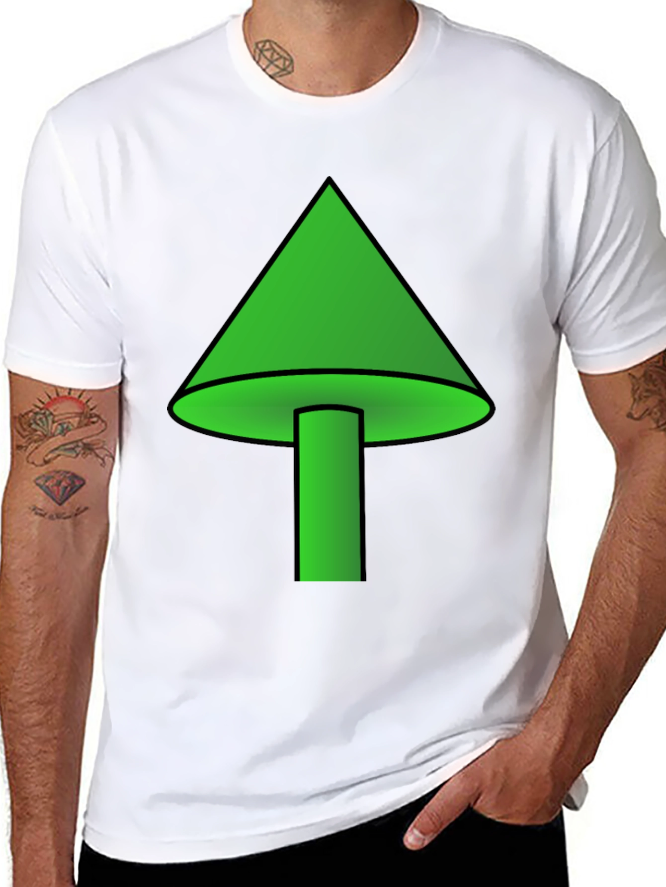 Black Green Mushroom Graphic T-Shirt - Casual Wear view 8