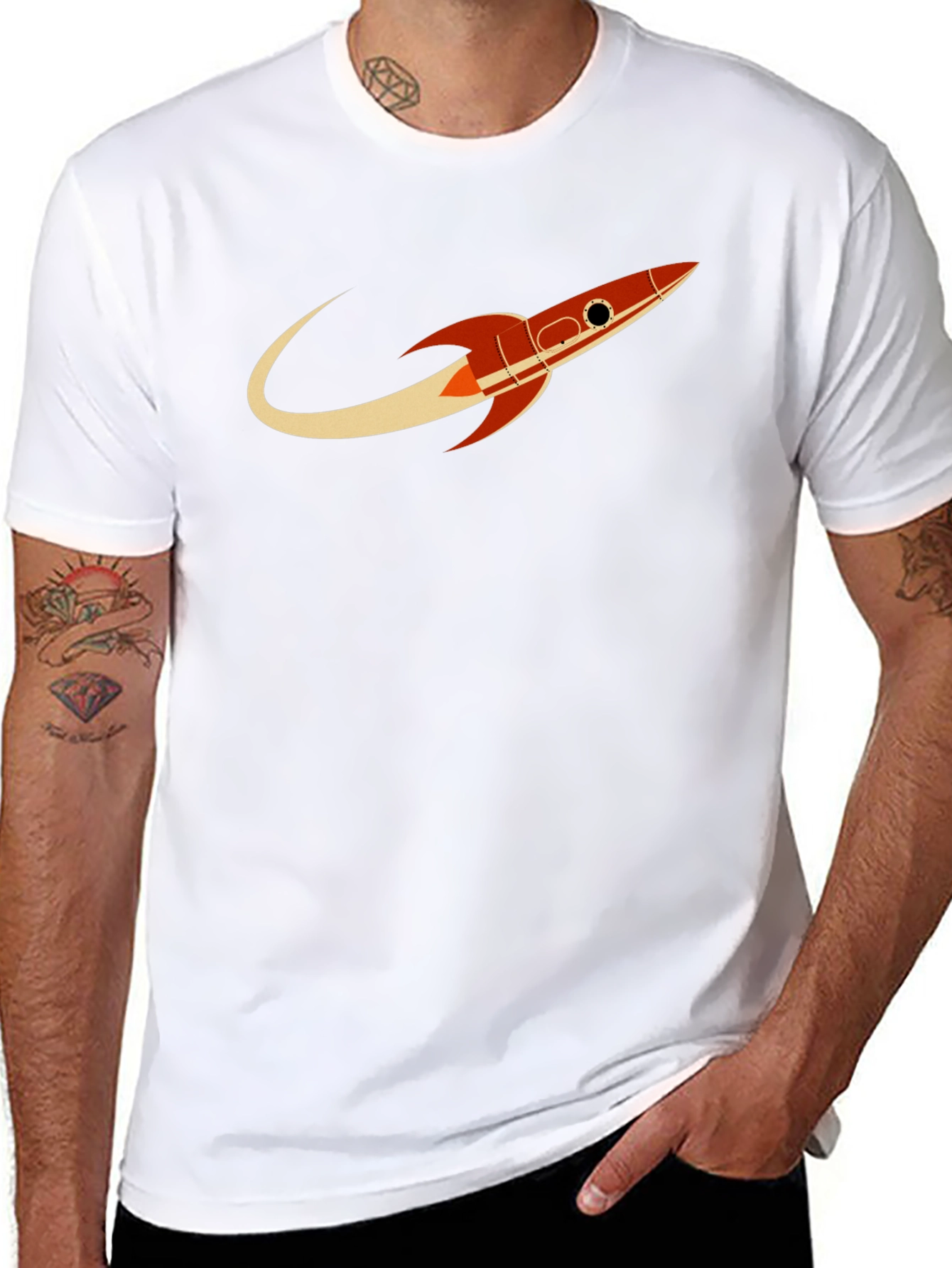 Black Retro Rocket Black T-Shirt - Blast Off in Style! view 8