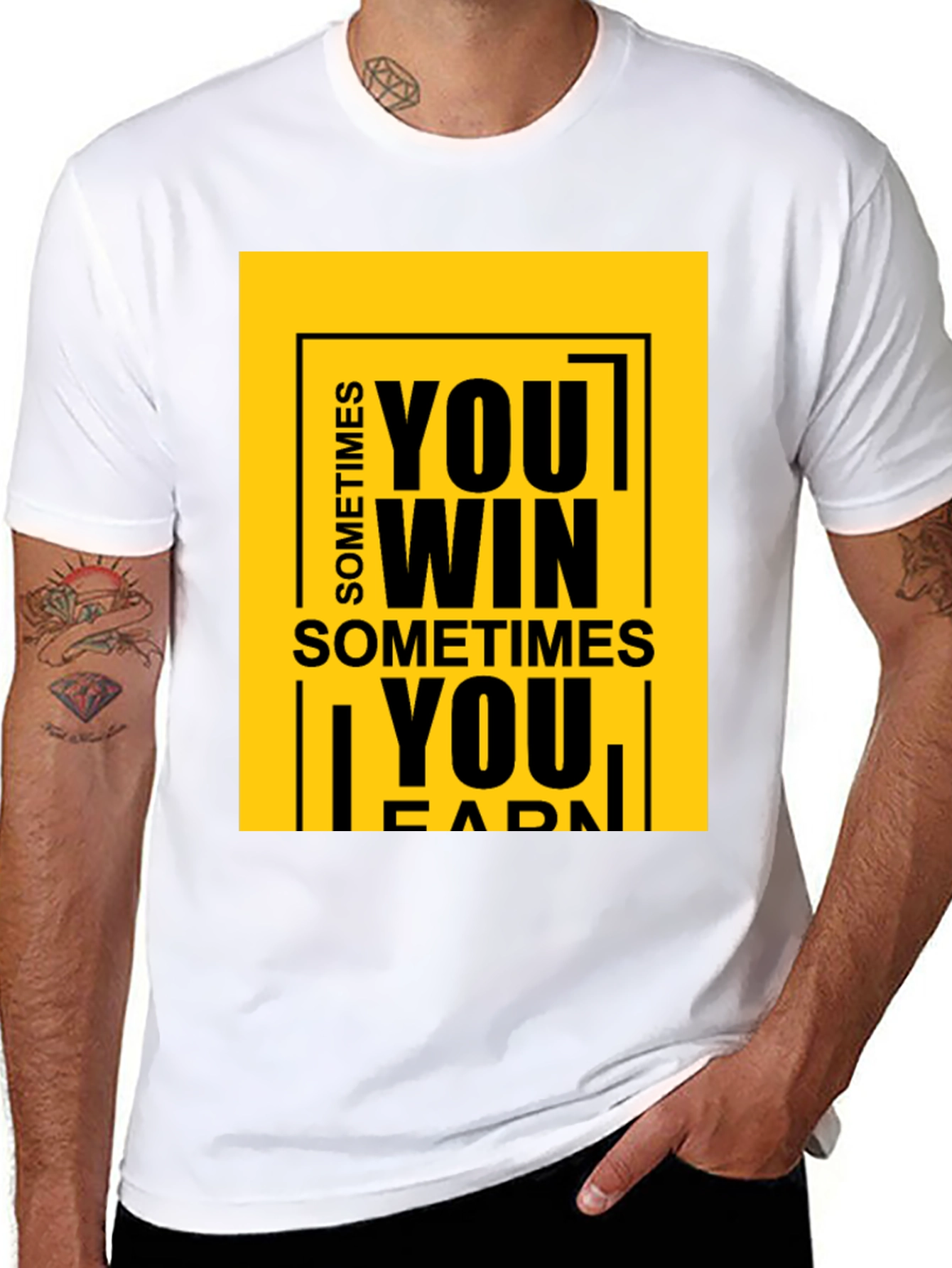Black Motivational Graphic Tee: Sometimes You Win T-Shirt view 8
