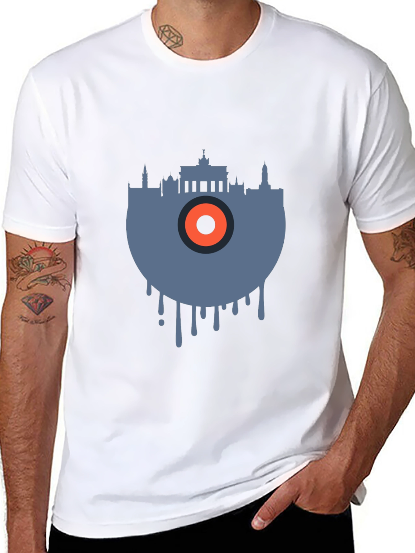 Black Berlin Skyline Vinyl Graphic Tee - Cool Urban Style view 8