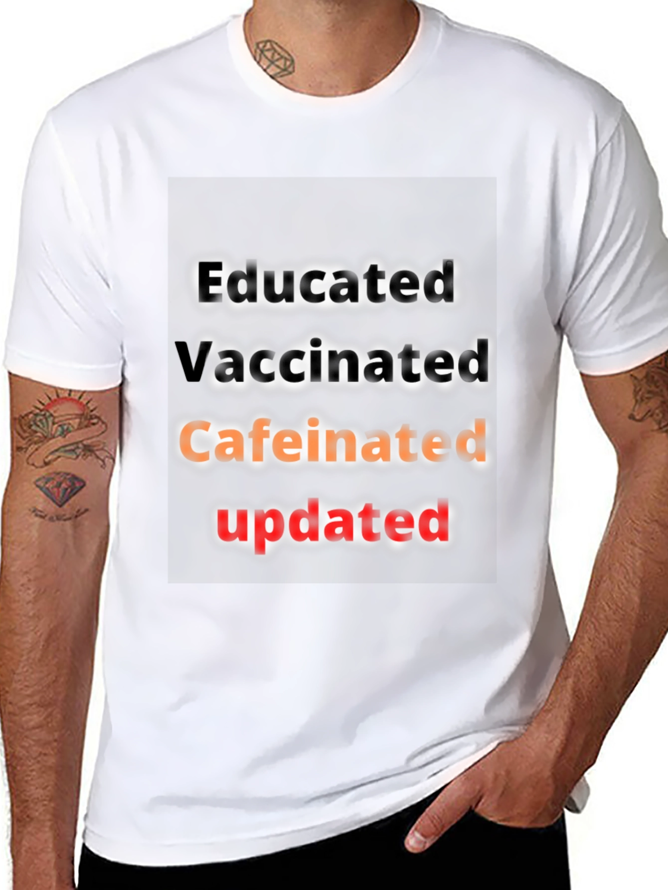 Black Educated Vaccinated Caffeinated Updated T-Shirt view 8