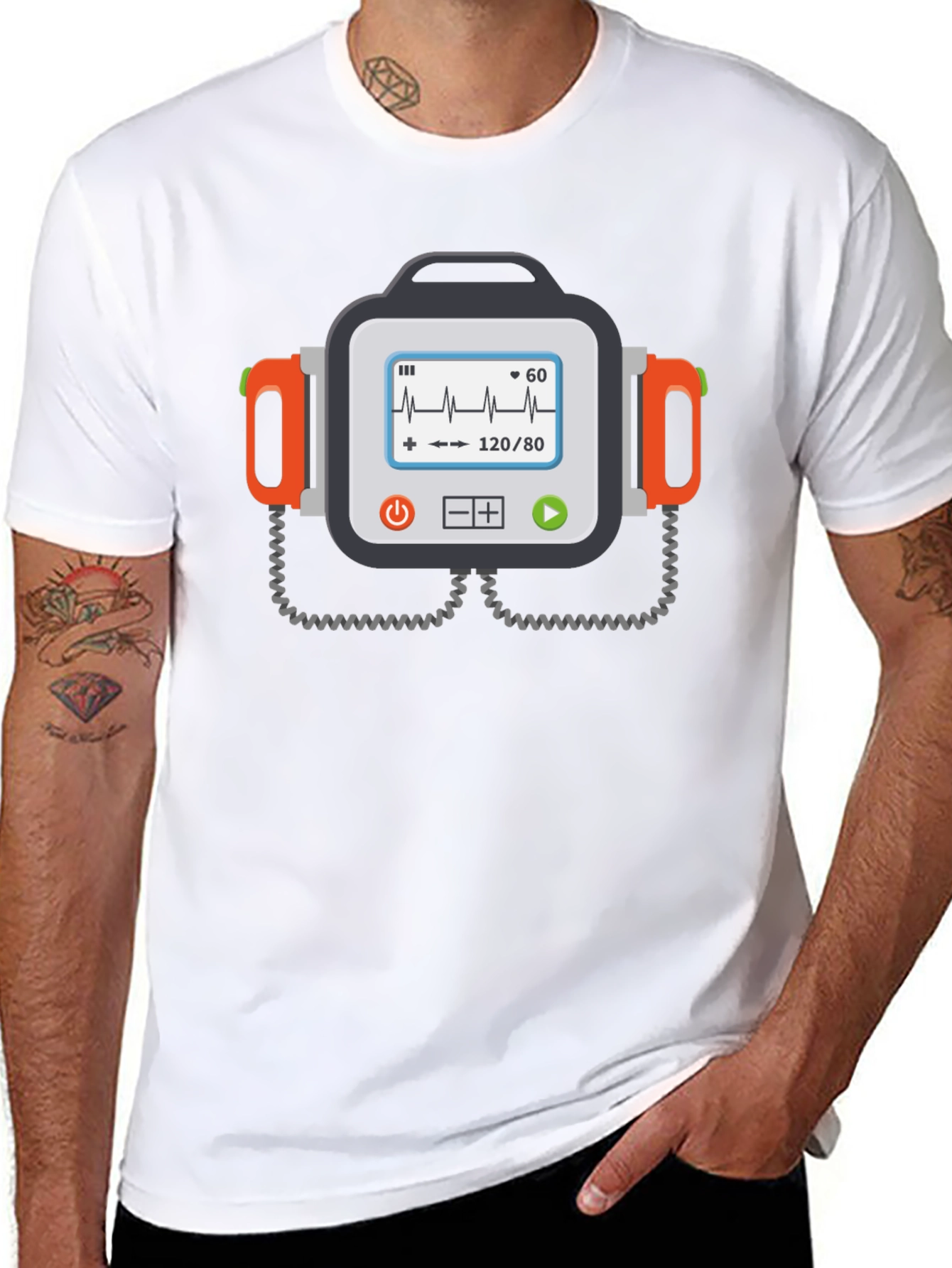 Black Defibrillator Funny Graphic Tee view 8