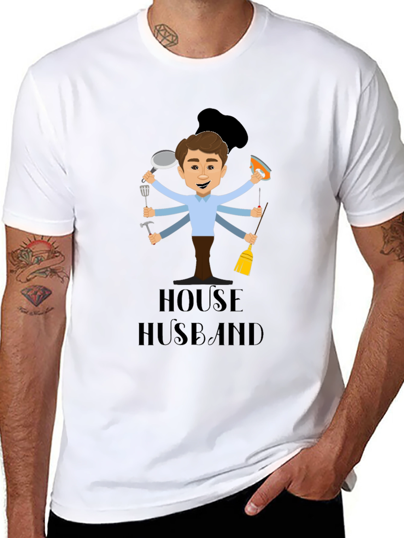 Black House Husband Graphic Tee - Multi-Tasking Dad view 8
