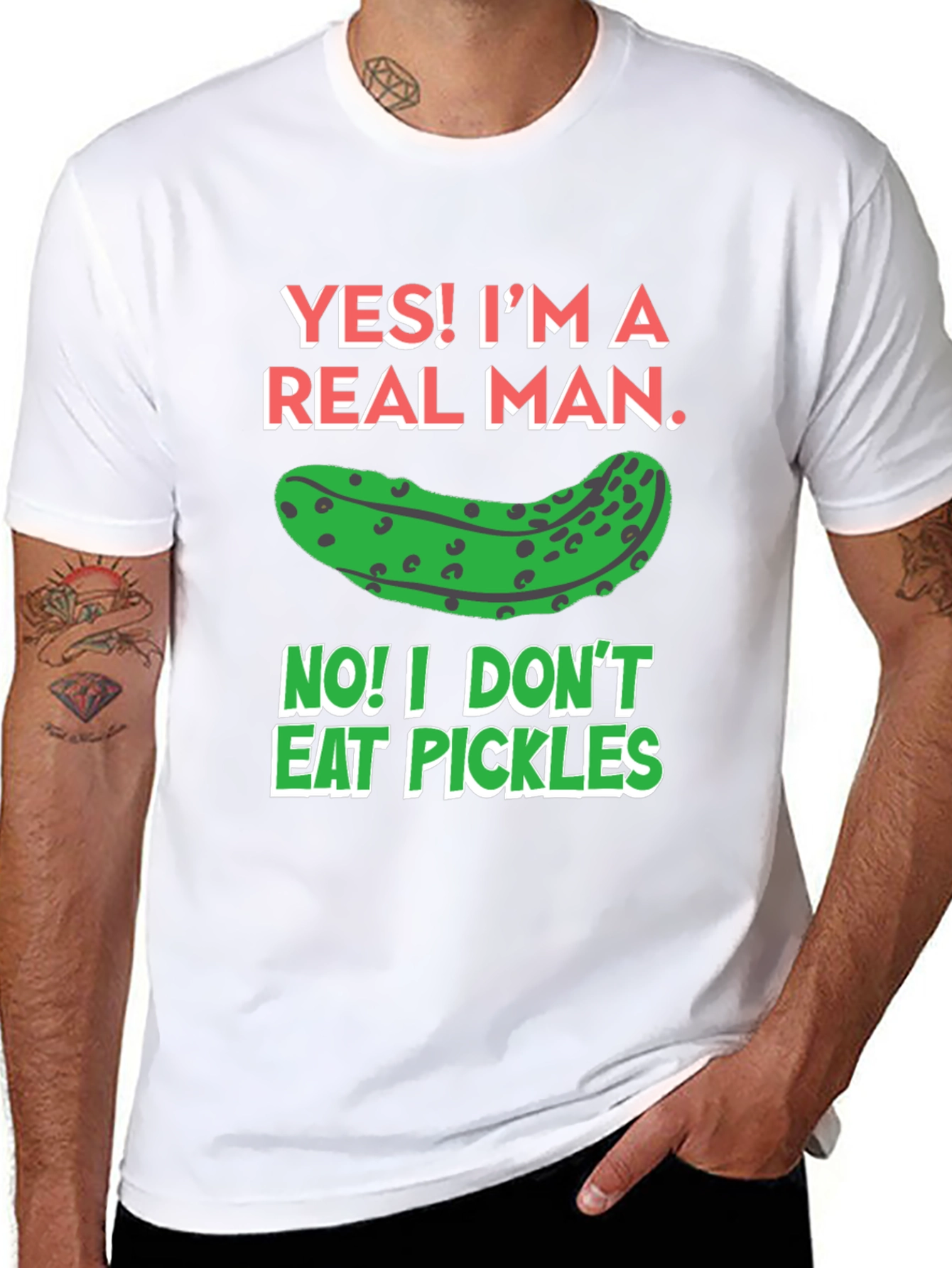 Black Funny Pickle T-Shirt - Real Man Humor Tee view 8