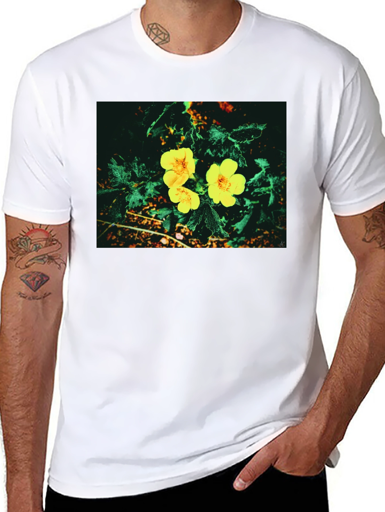 Black Floral Print T-Shirt view 8