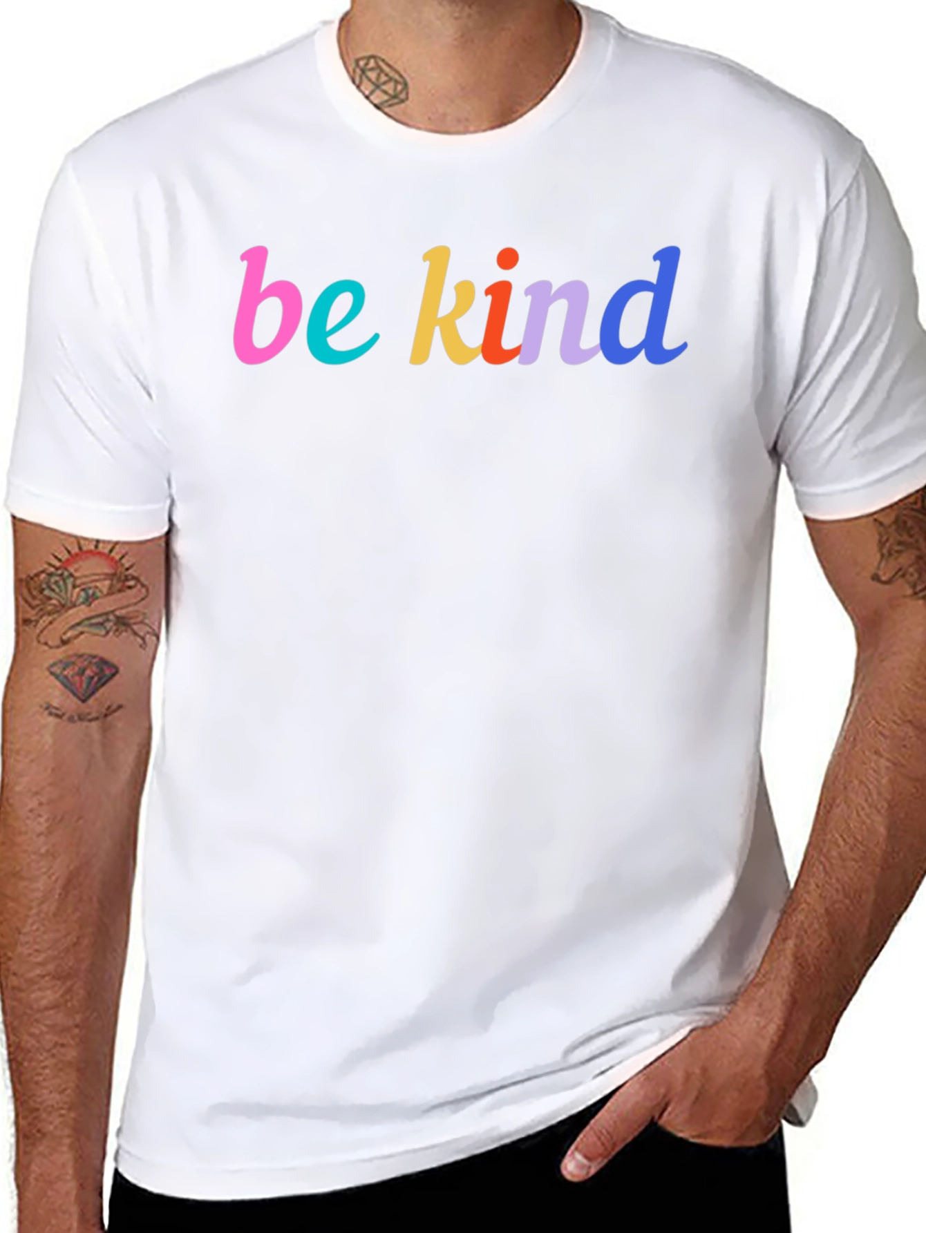 Black Be Kind Colorful Graphic Tee - Stylish Unisex T-Shirt view 8