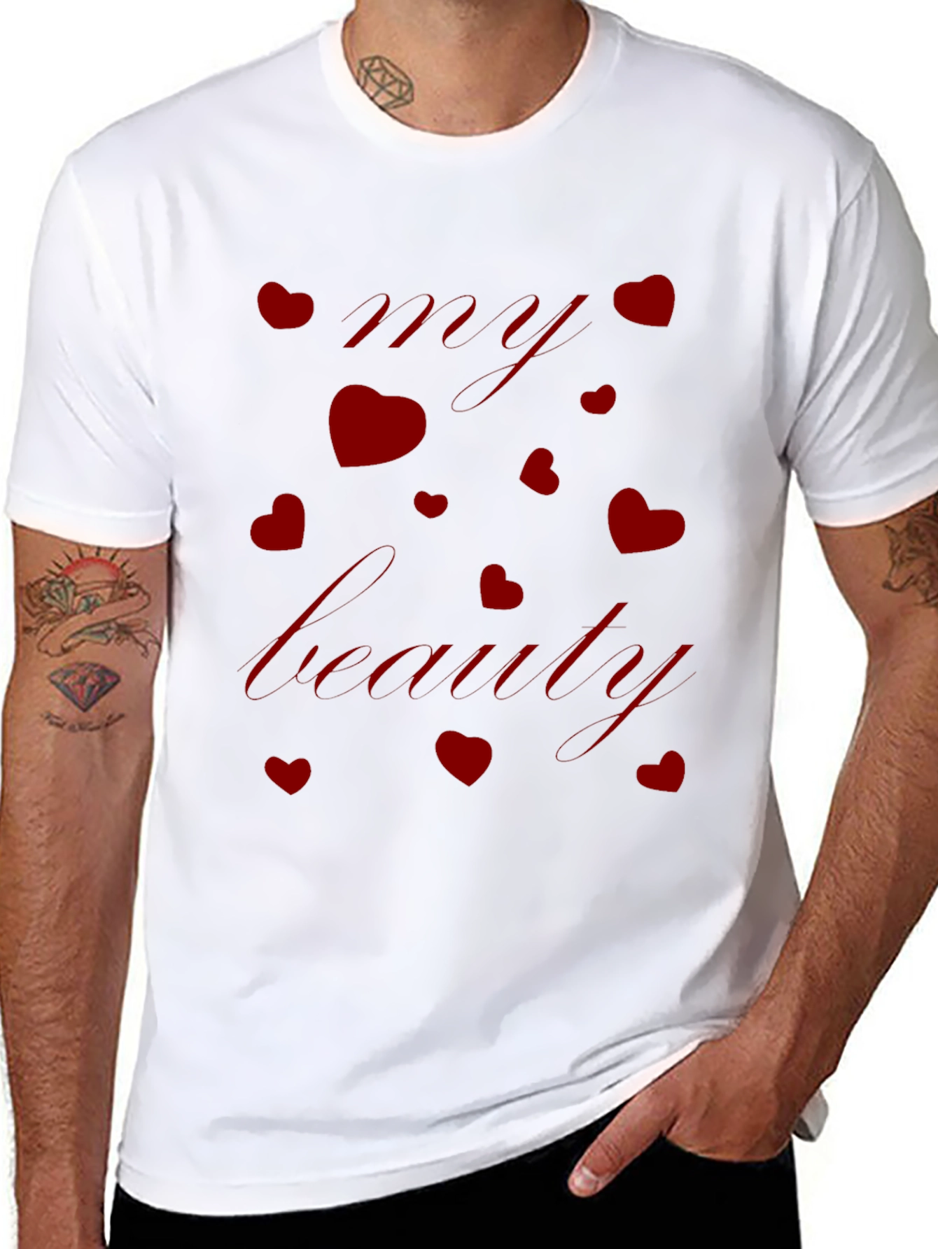 Black My Beauty Red Hearts Black T-Shirt view 8