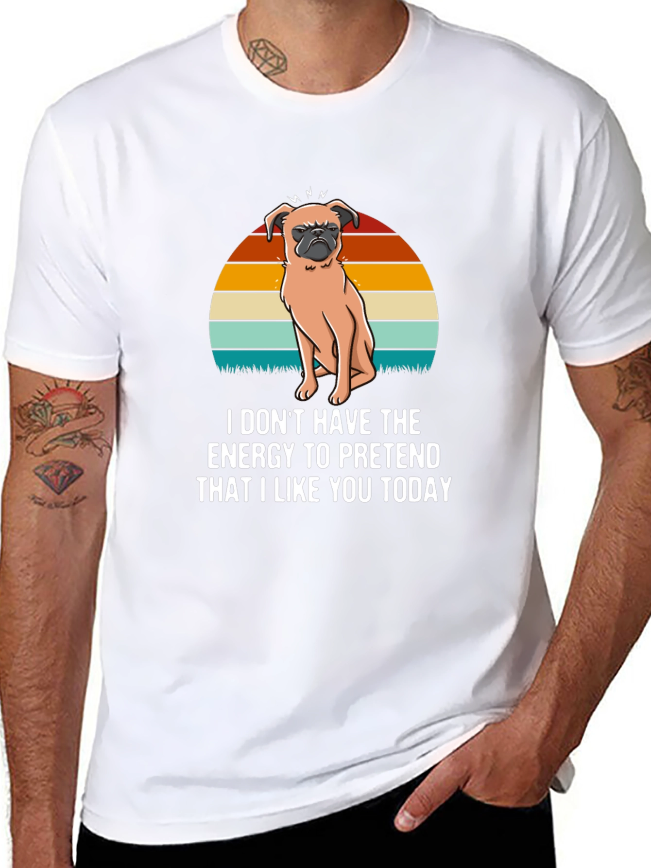 Black Funny Pug T-Shirt - "I Don't Have The Energy" view 8
