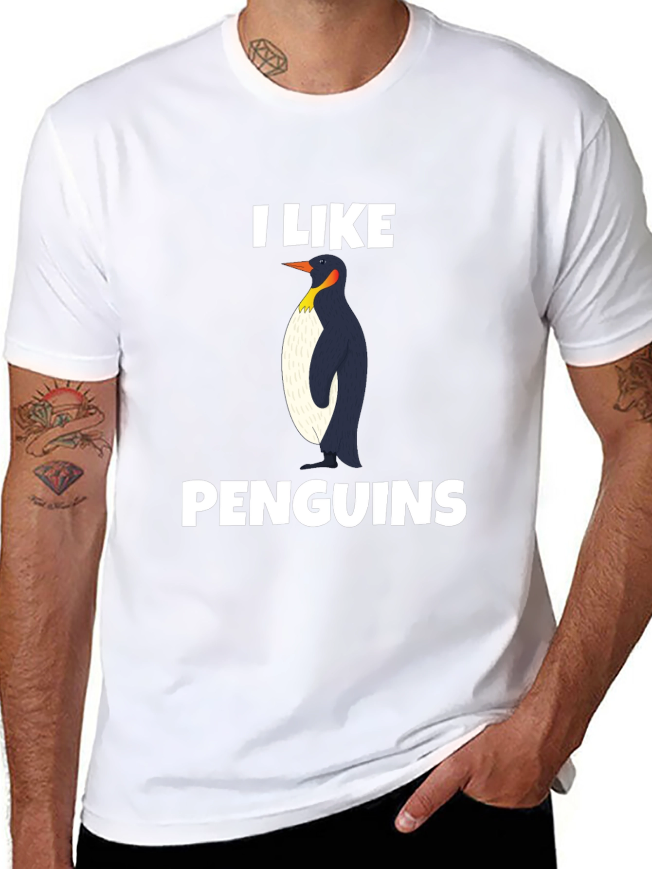Black I Like Penguins T-Shirt - Black Graphic Tee view 8