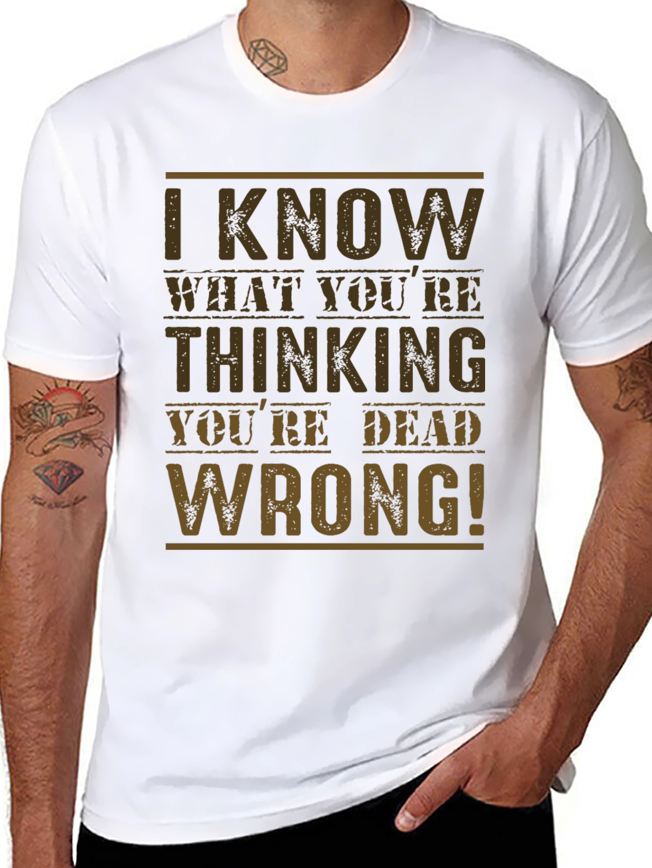 Black I Know What You're Thinking Men's T-Shirt view 8