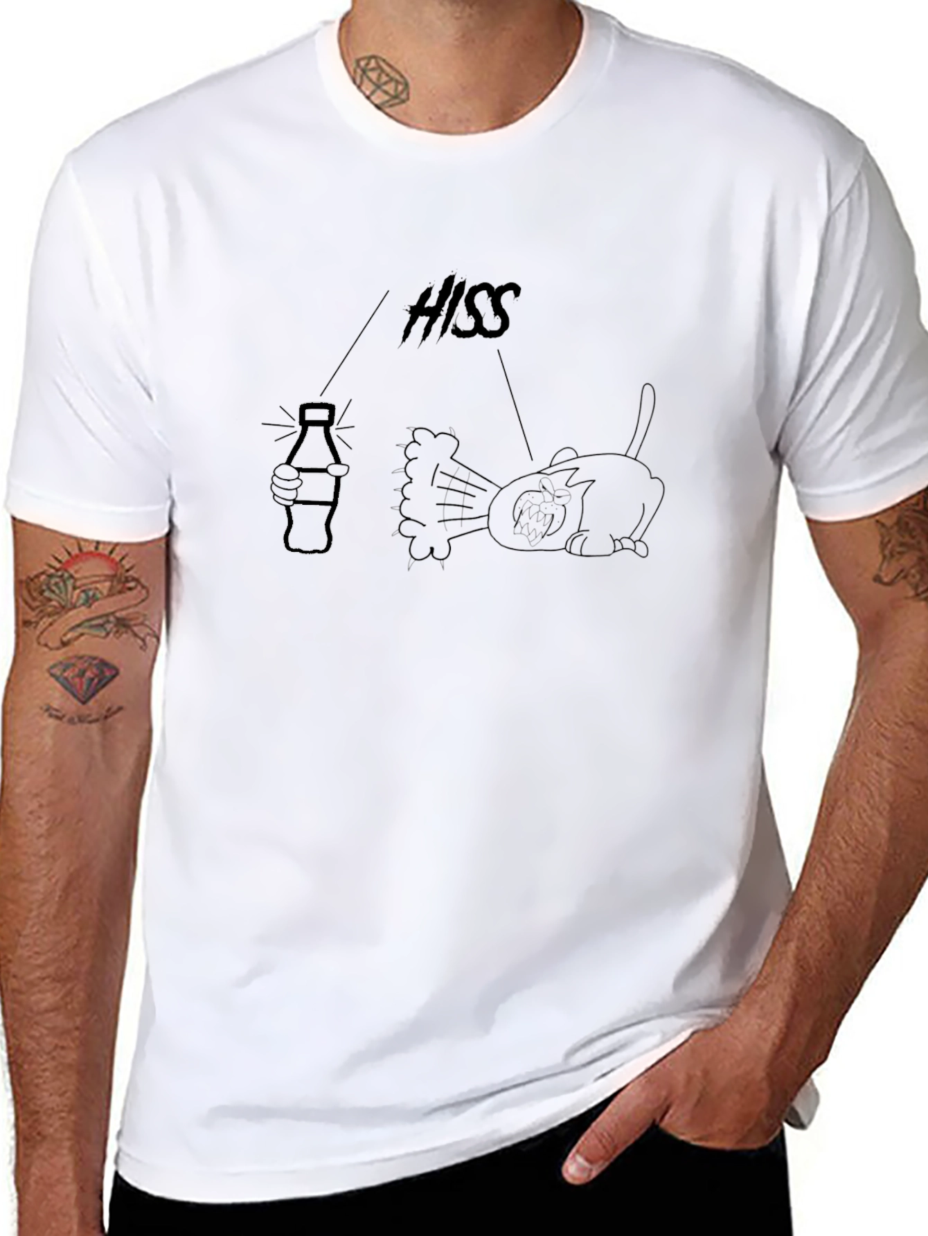Black Hiss Cat Graphic T-Shirt view 8