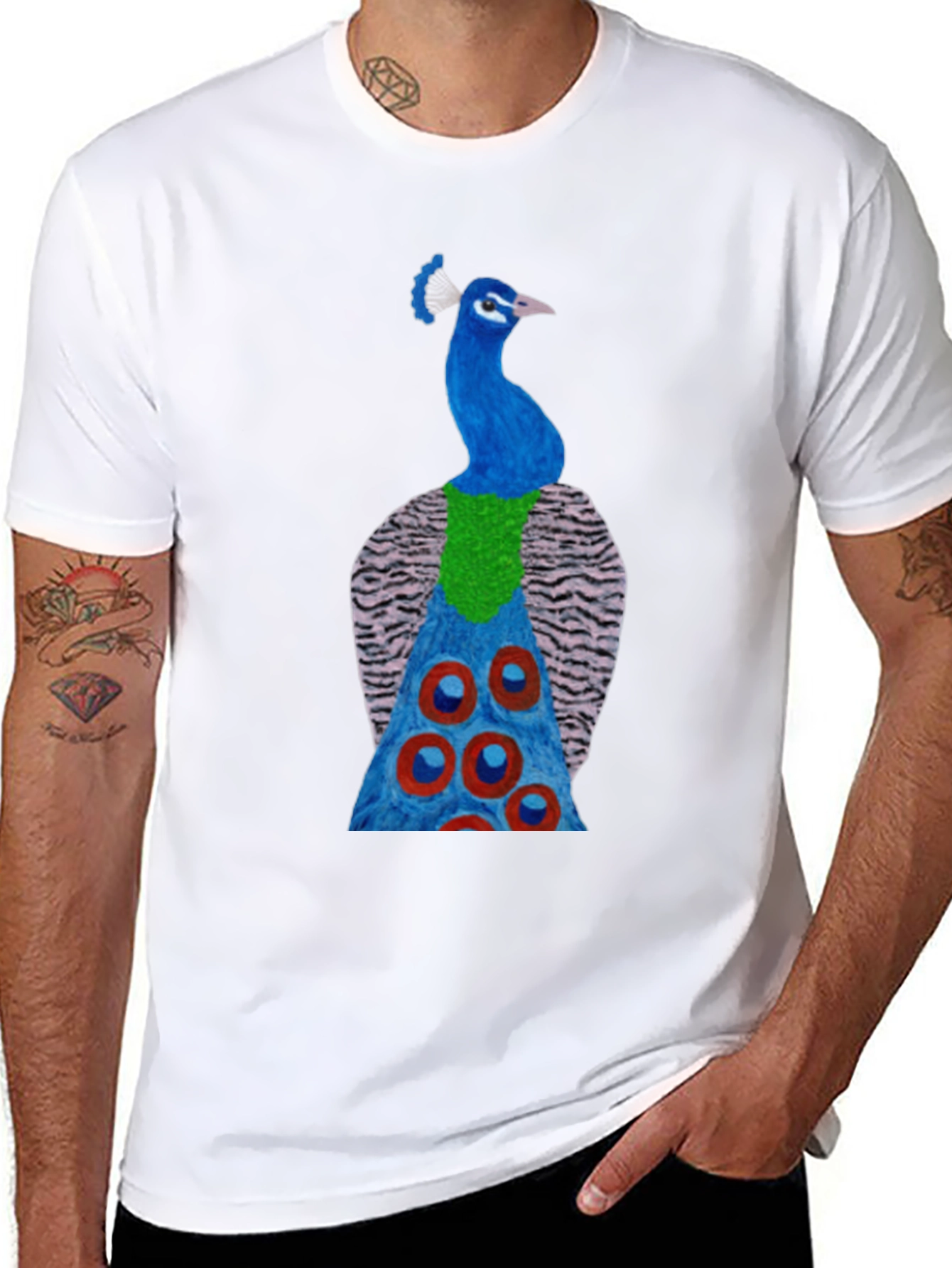 Black Peacock Graphic Tee - Black Cotton Blend view 8