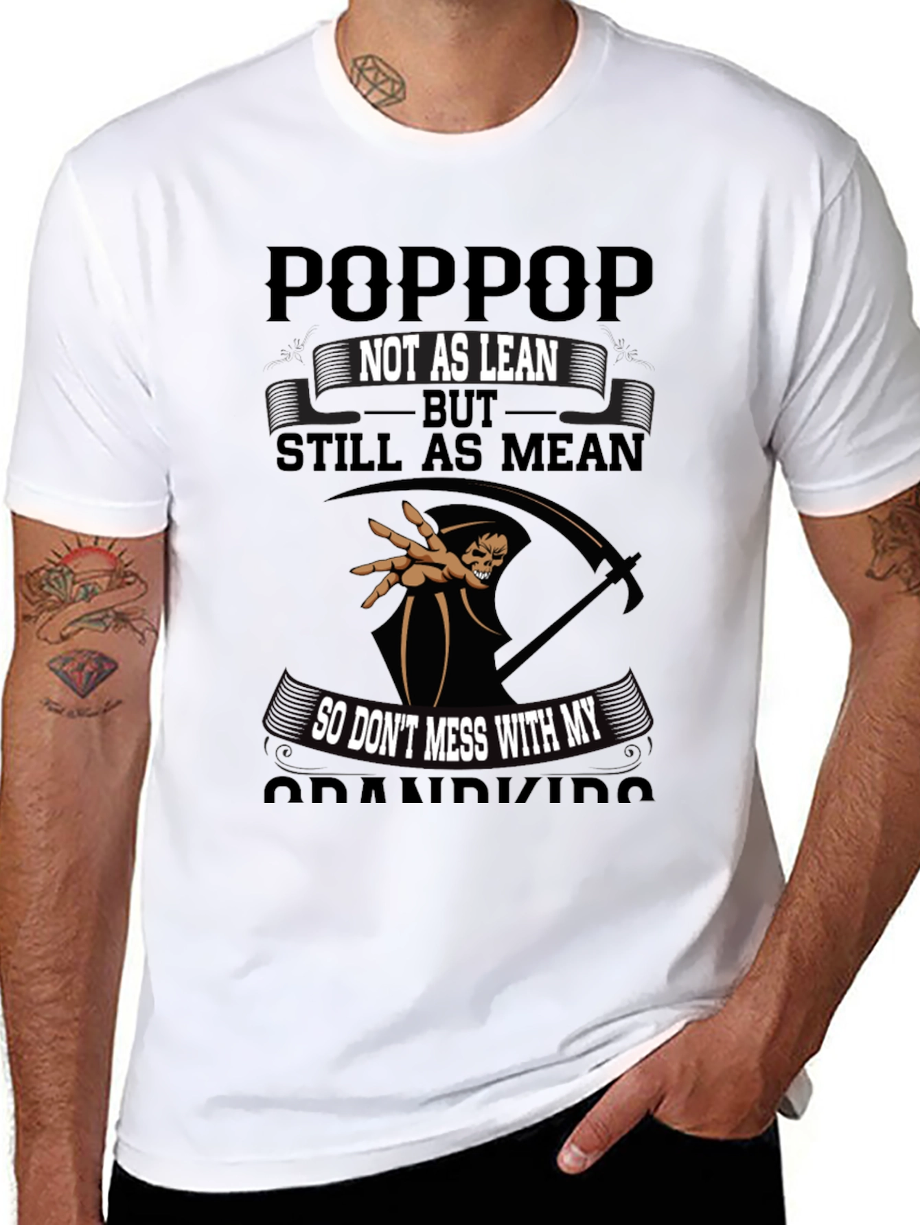 Black "Poppop, Not as Lean, Still as Mean" Graphic Tee view 8