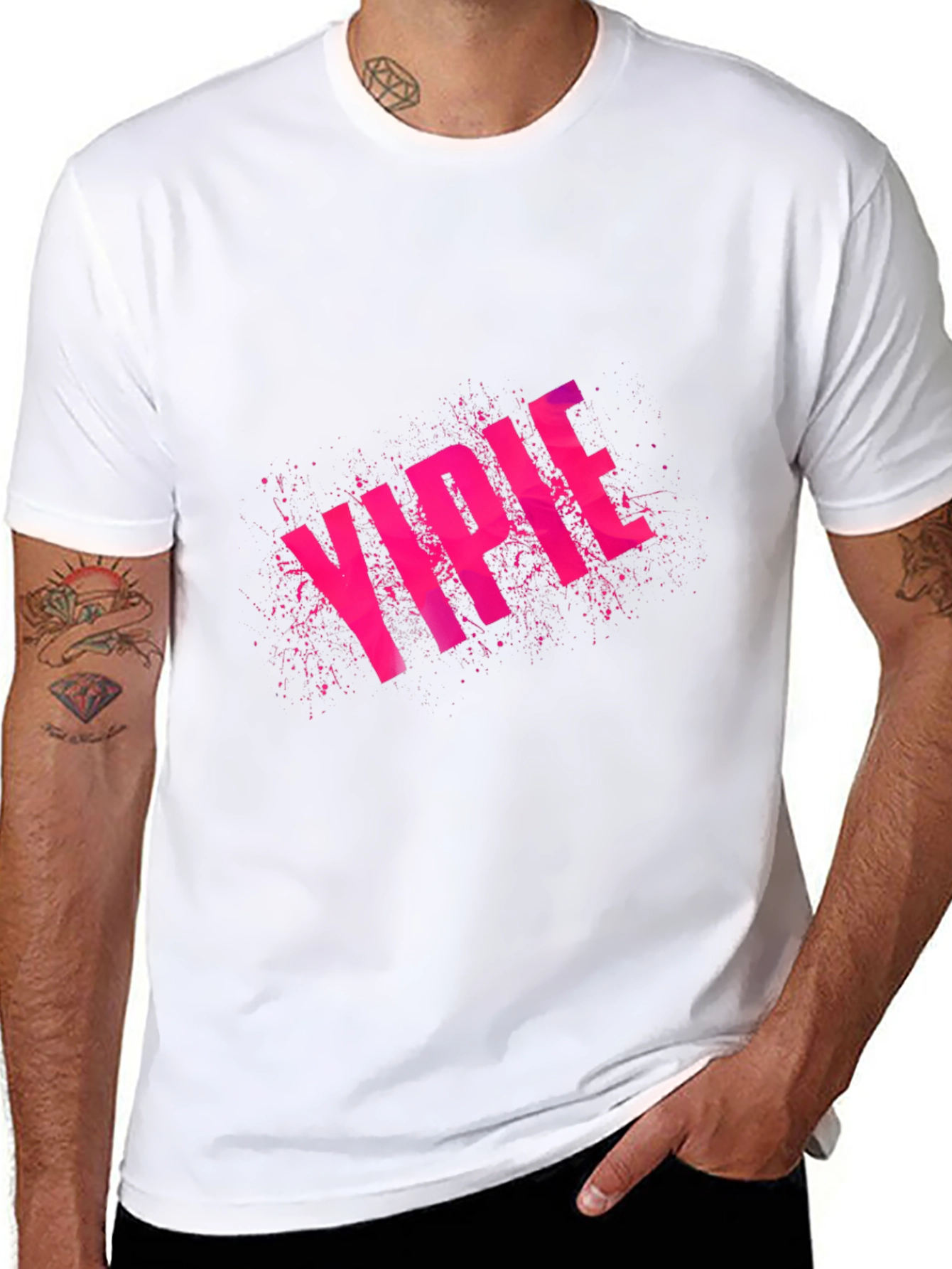 Black YIPEE Graphic Tee - Funky Pink Design view 8