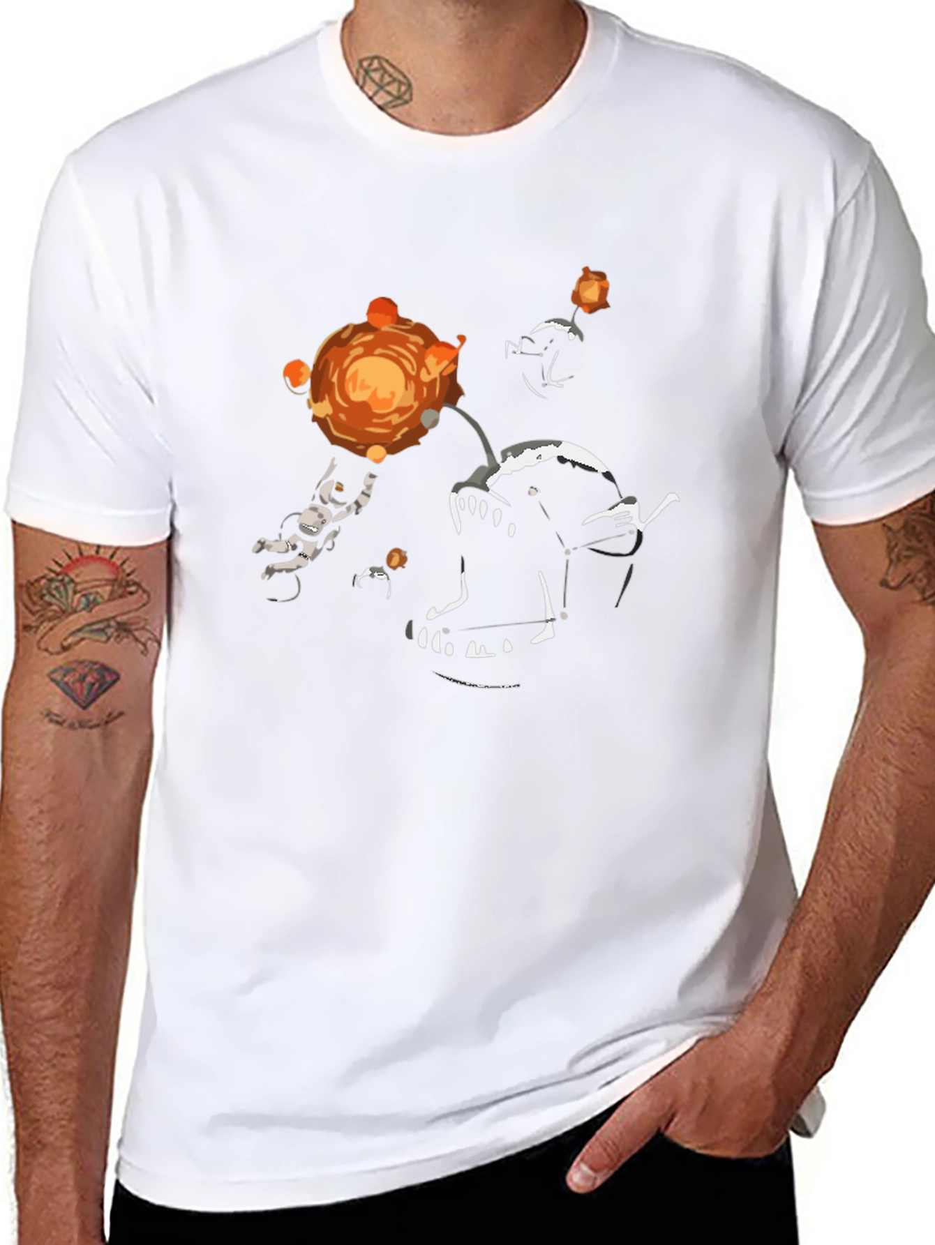 Black Astronaut & Anglerfish Graphic T-Shirt - Black view 8
