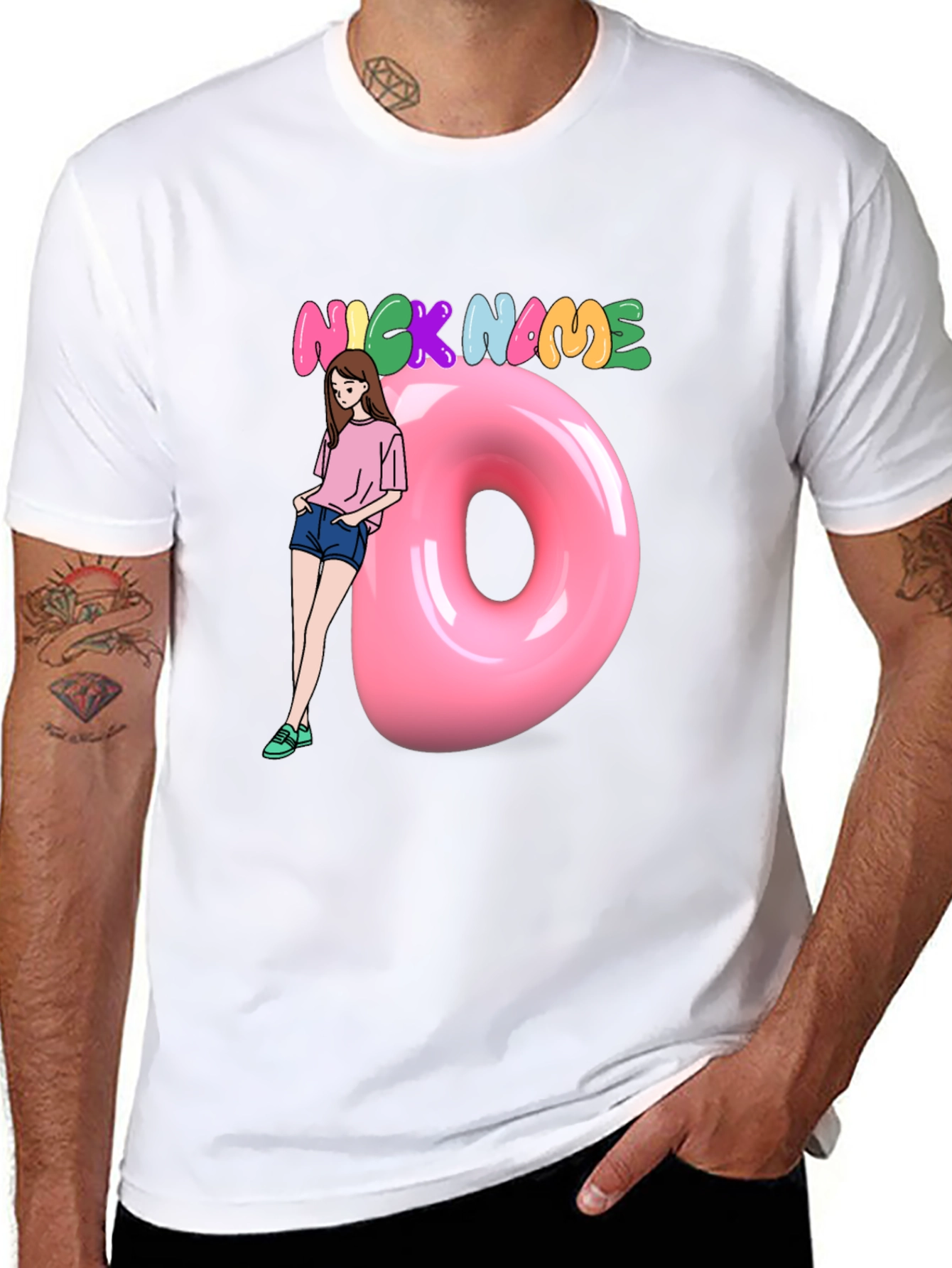 Black Nickname Donut Graphic T-Shirt view 8