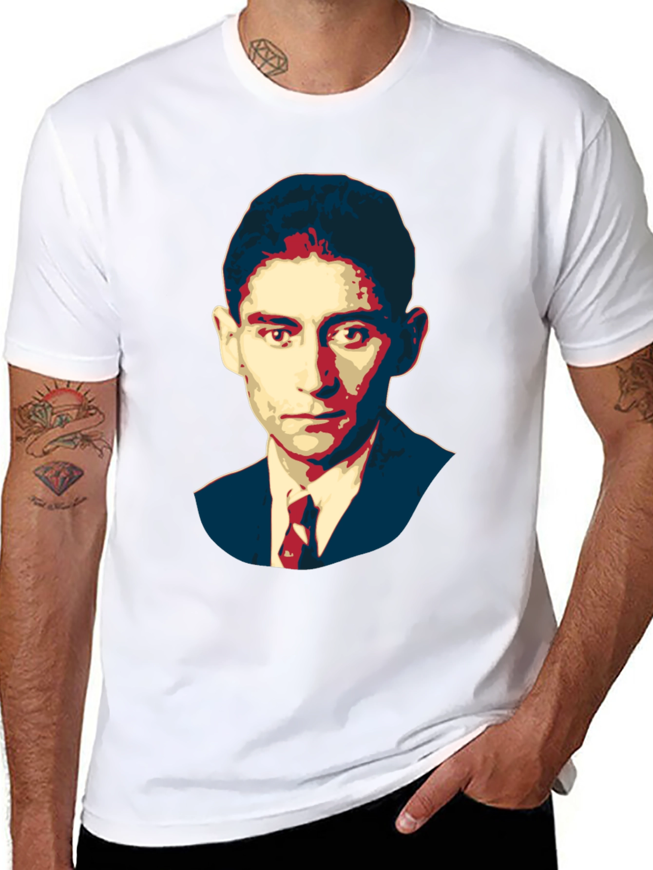 Black Kafka Portrait Black T-Shirt - Literary Graphic Tee view 8