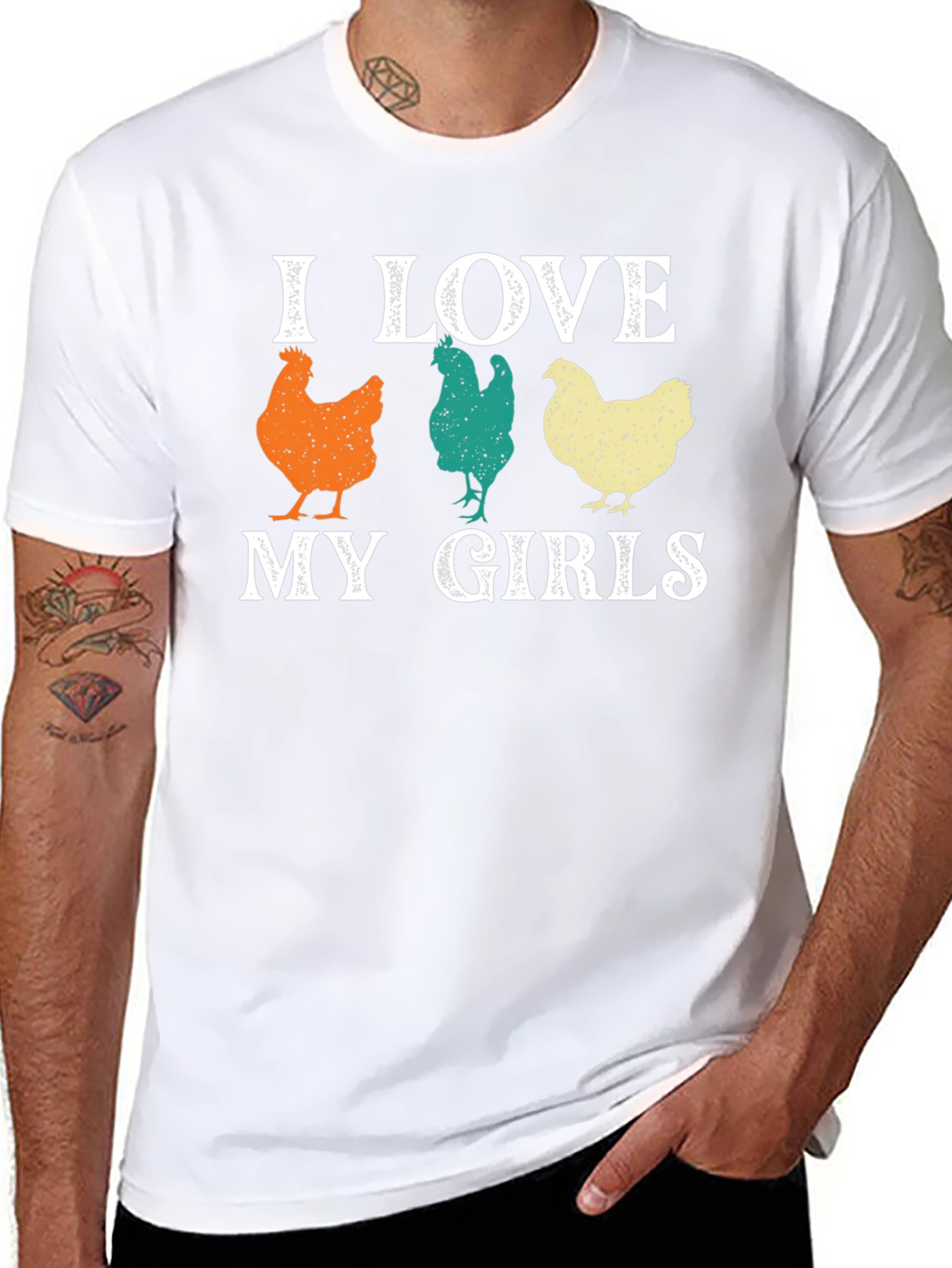 Black I Love My Girls Chicken Graphic T-Shirt view 8