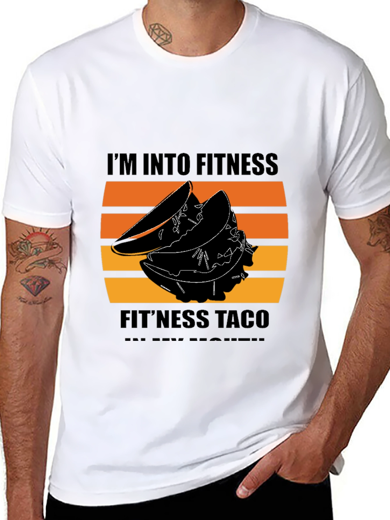 Black Fitness Taco Black Graphic Tee view 8