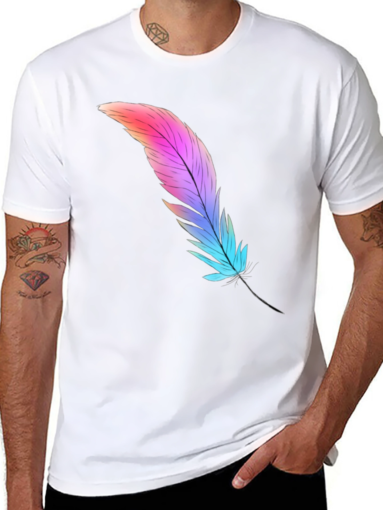 Black Feather Graphic Tee - Soft Cotton Blend view 8