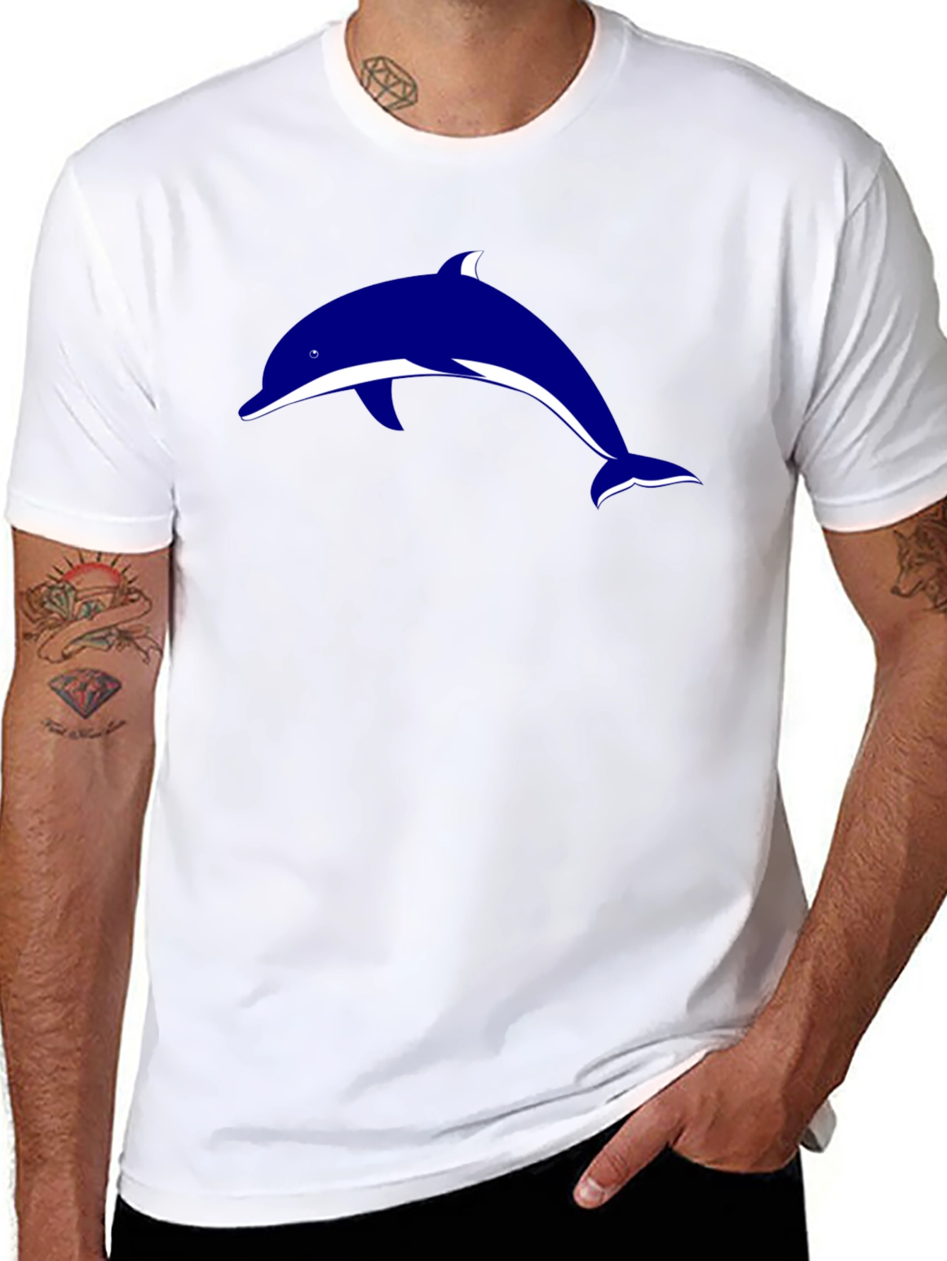 Black Black Dolphin Graphic Tee - Stylish Casual Wear view 8